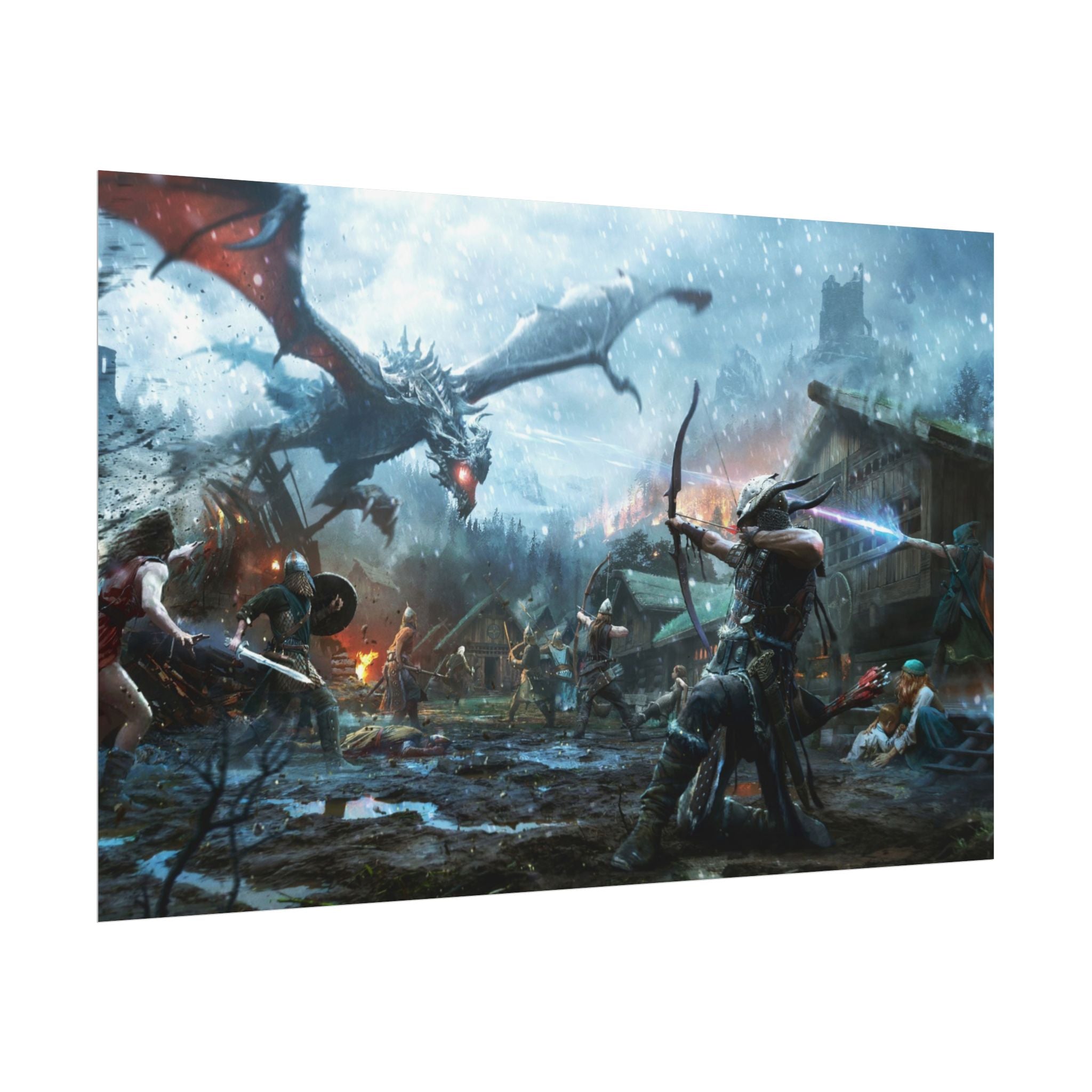 the-elder-scrolls-skyrim-poster-wall-art-dragon-archer-game-poster-print-room-decor-viking-warrior-gaming-wall