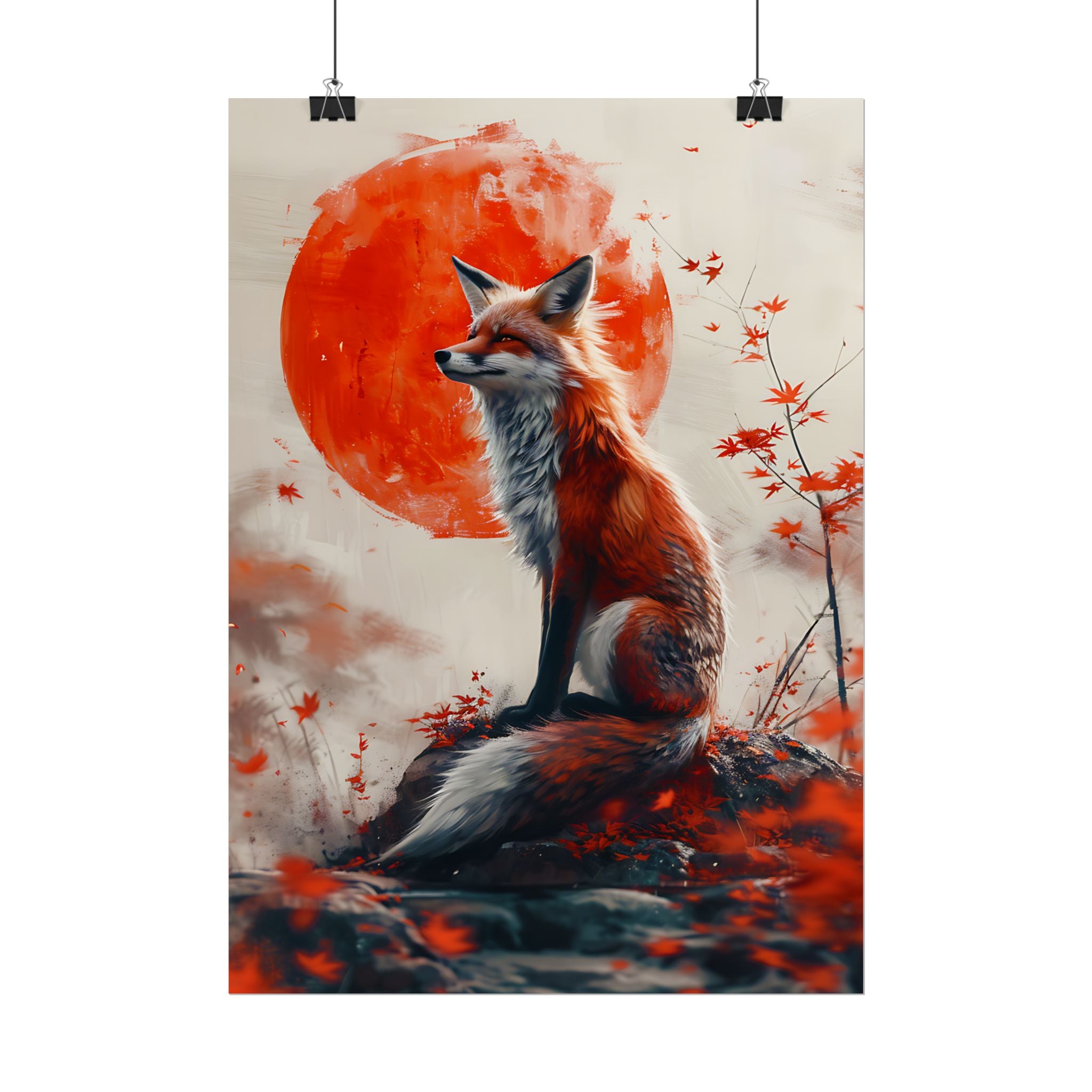 red-fox-poster-print-fantasy-decor-wildlife-wall-art-red-sun-home-decor-animal-lover-gift-nature-print-fantasy-art-decor