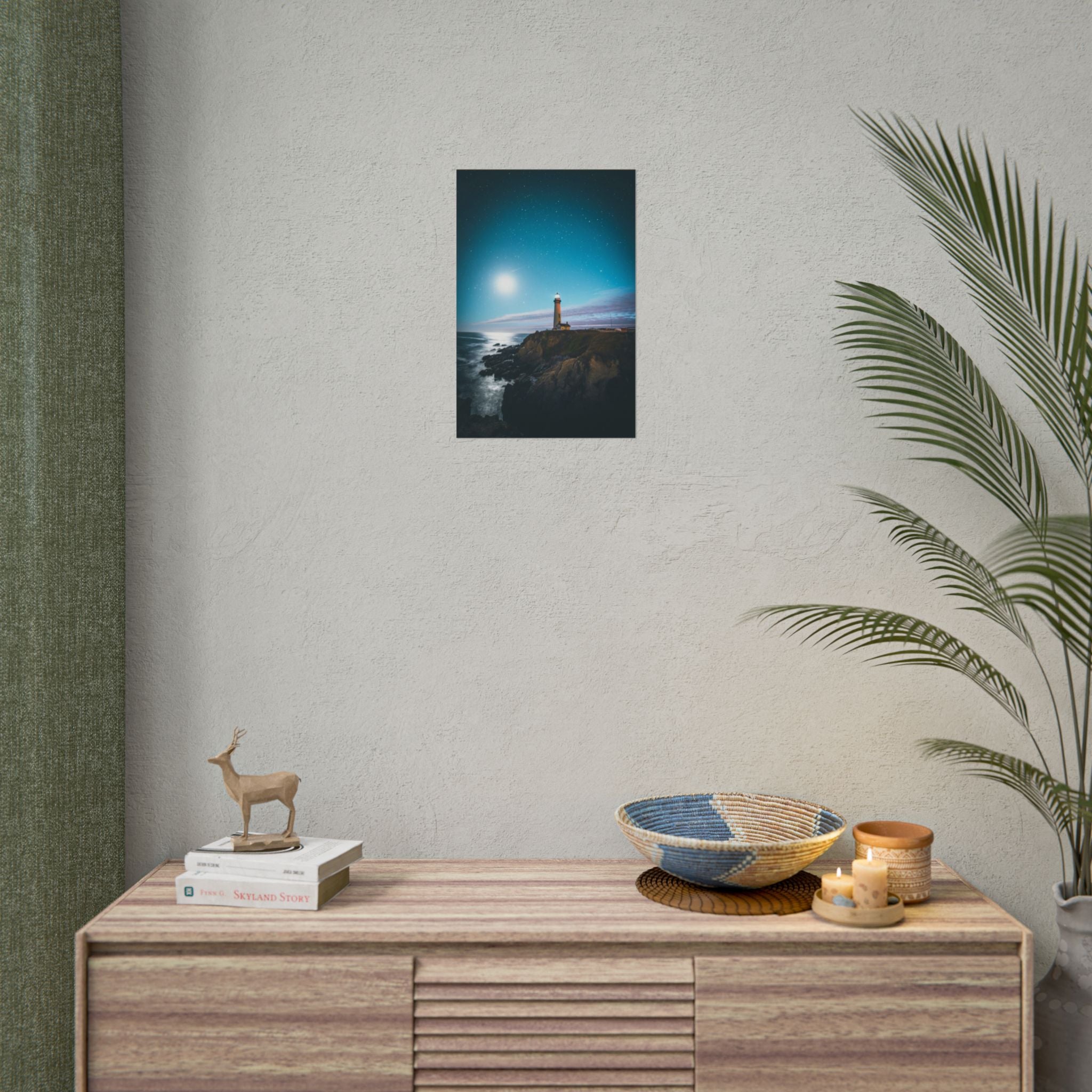 lighthouse-on-rock-poster-print-coastal-wall-art-nautical-wall-decor-beach-house-decoration-seaside-wall-ocean-wall-art