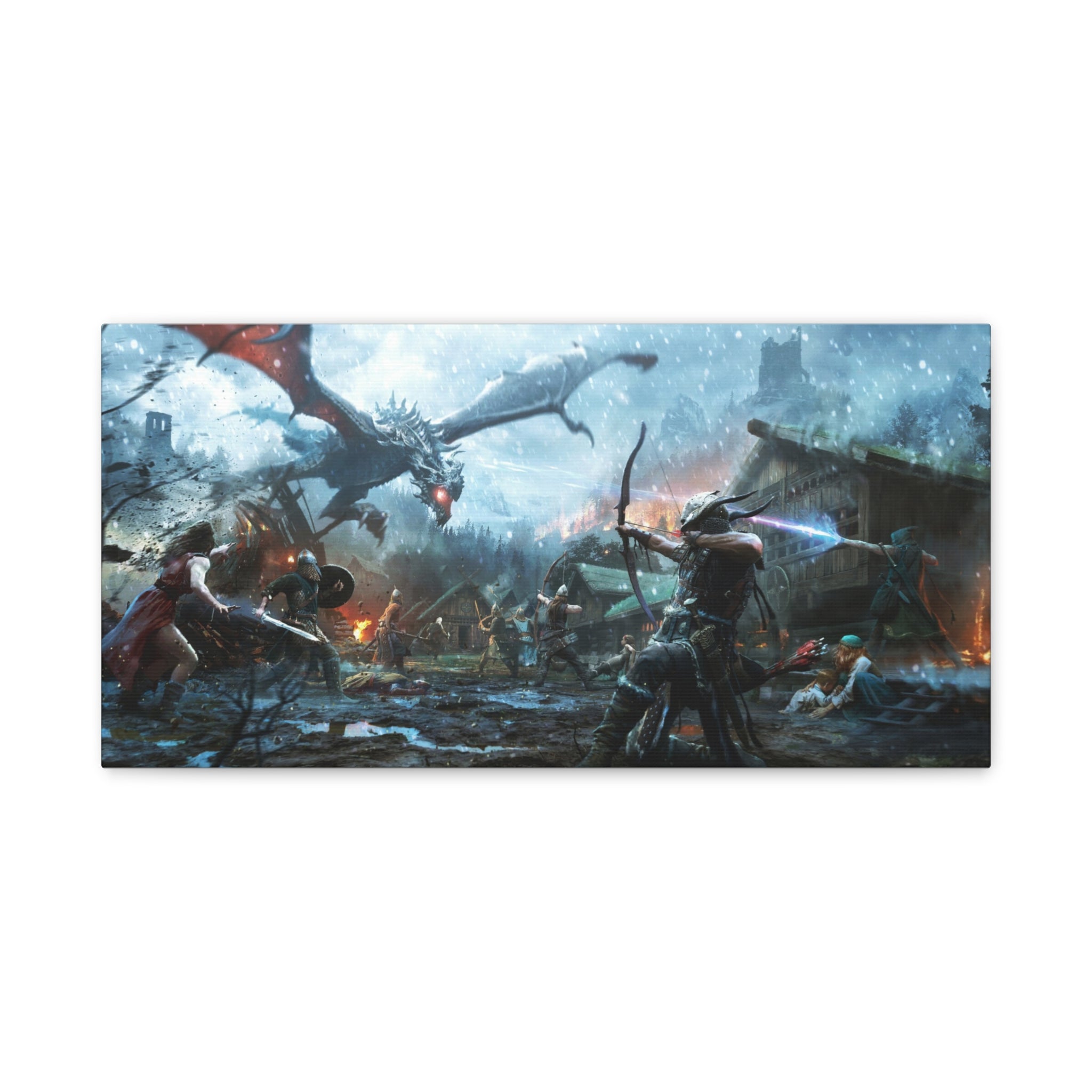 The Elder Scrolls Skyrim Canvas Wall Art - Dragon Game Canvas Print Room Decor, Gaming Wall Art, Skyrim Gift