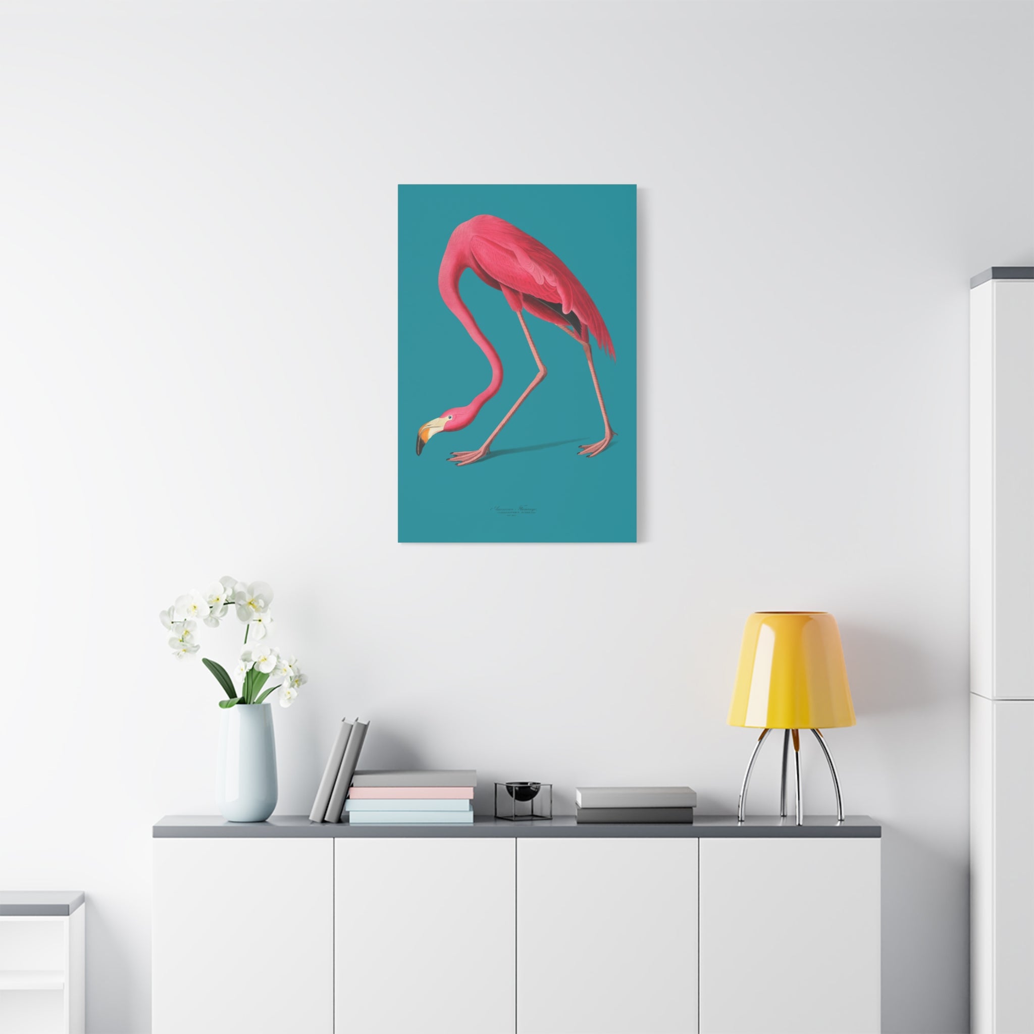 canvas-print-pink-flamingo-wall-art-vintage-home-decor-living-room-decor-stretched-canvas-art-pink-wall-art-flamingo-illustra
