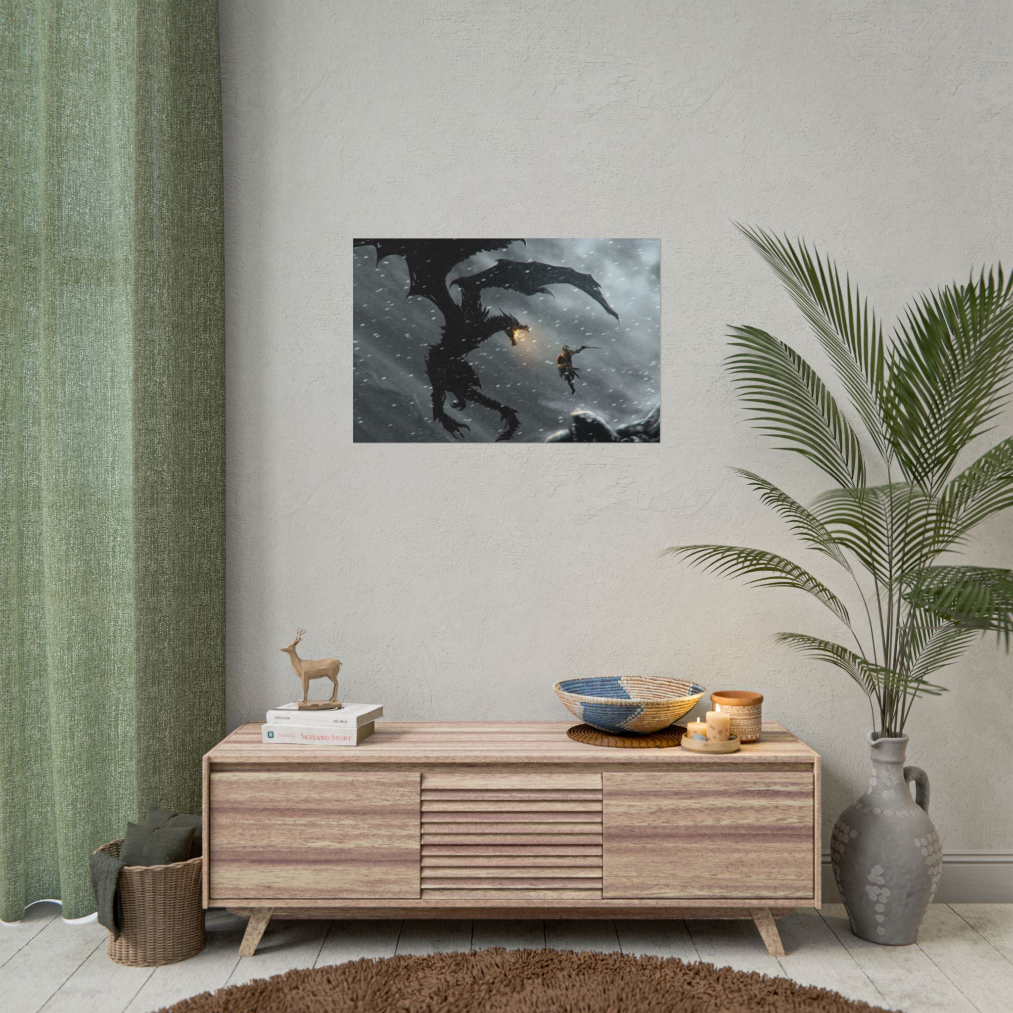 the-elder-scrolls-skyrim-poster-wall-art-dragon-and-viking-game-poster-print-room-decor-warrior-gaming-wall-ar