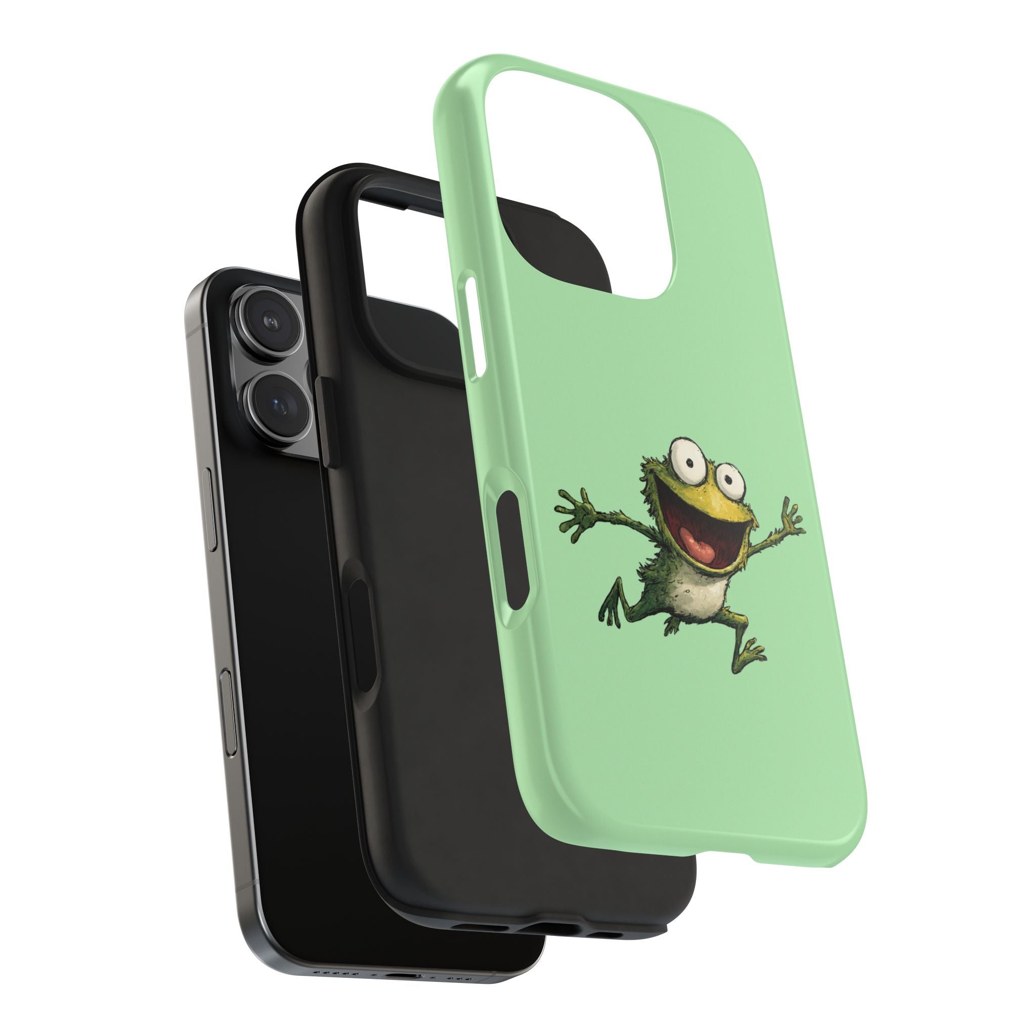 Quirky Funny Frog iPhone Tough Case - Kawaii Animal Phone Cover - Frog Protective Phone Cover - Green iPhone Case