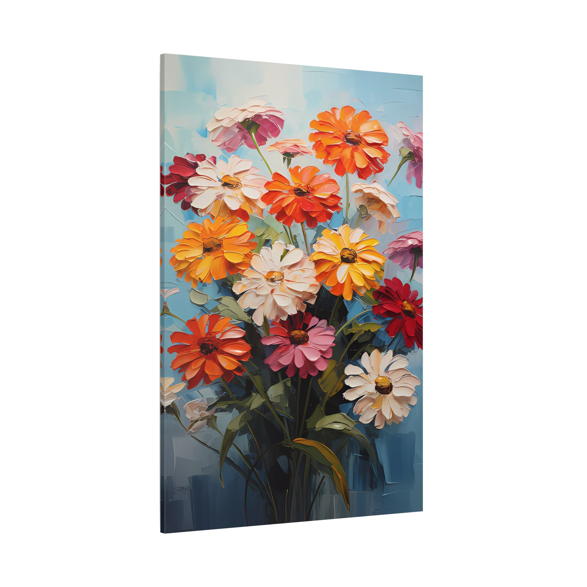 canvas-print-zinnia-flowers-impasto-matte-stretched-art-floral-wall-decor-botanical-artwork-impressionist-painting-reproducti