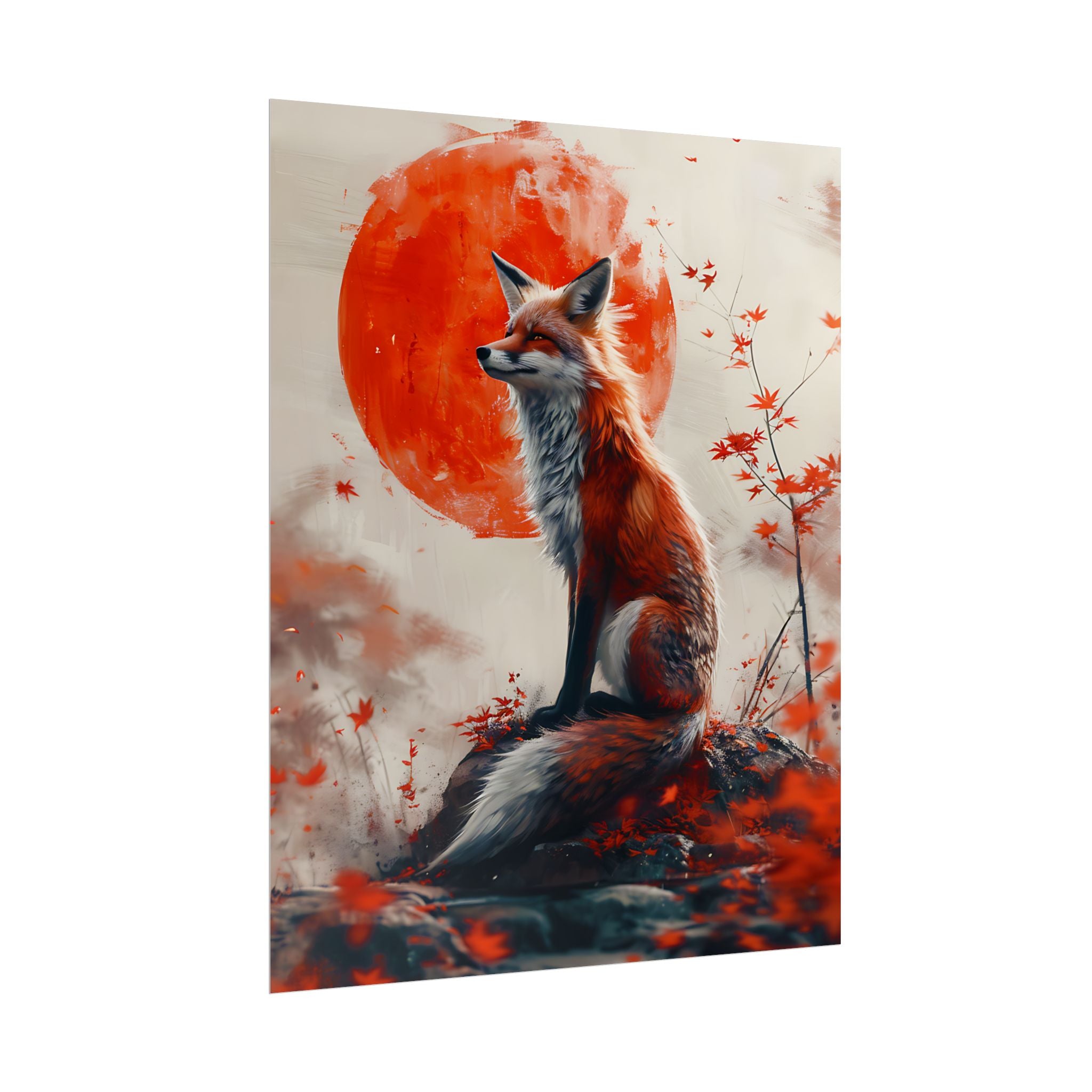 red-fox-poster-print-fantasy-decor-wildlife-wall-art-red-sun-home-decor-animal-lover-gift-nature-print-fantasy-art-decor