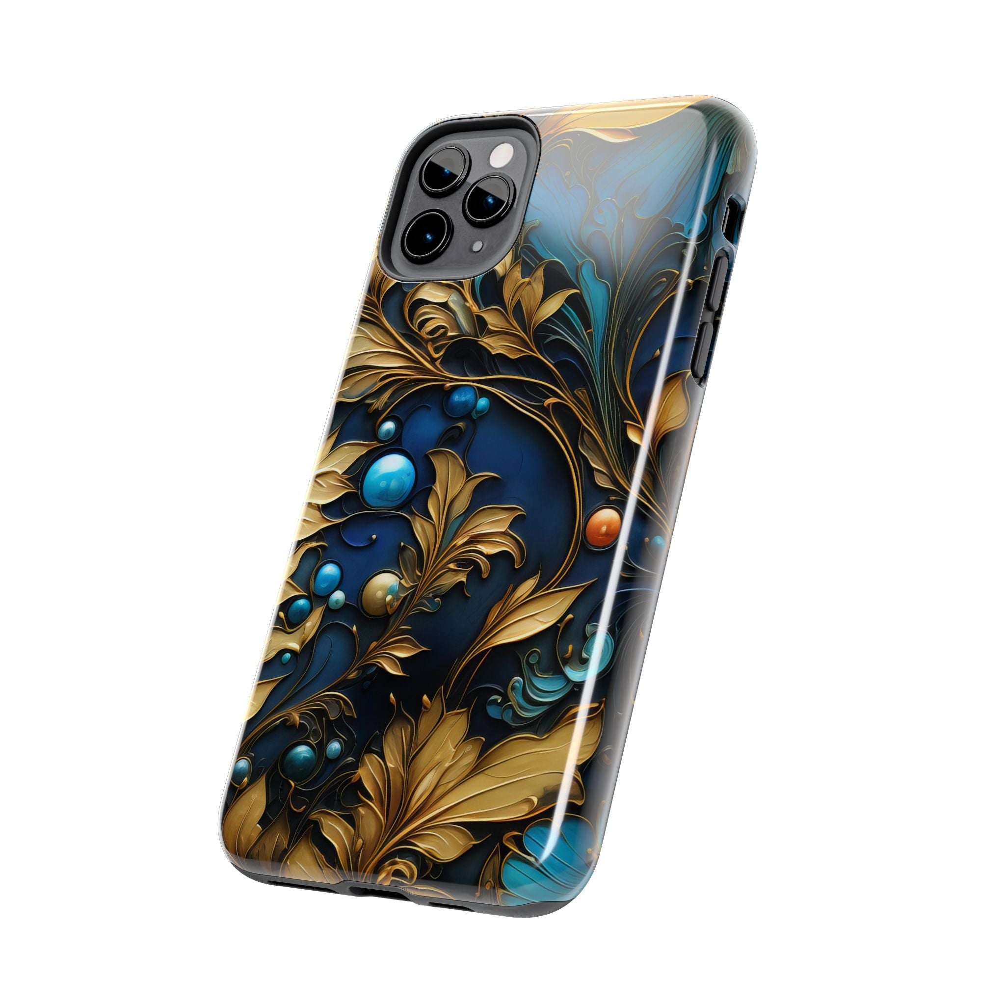 textured-art-nouveau-floral-tough-phone-case-cottagecore-iphone-case-unique-floral-phone-cover-vintage-style-iphone-case-prot