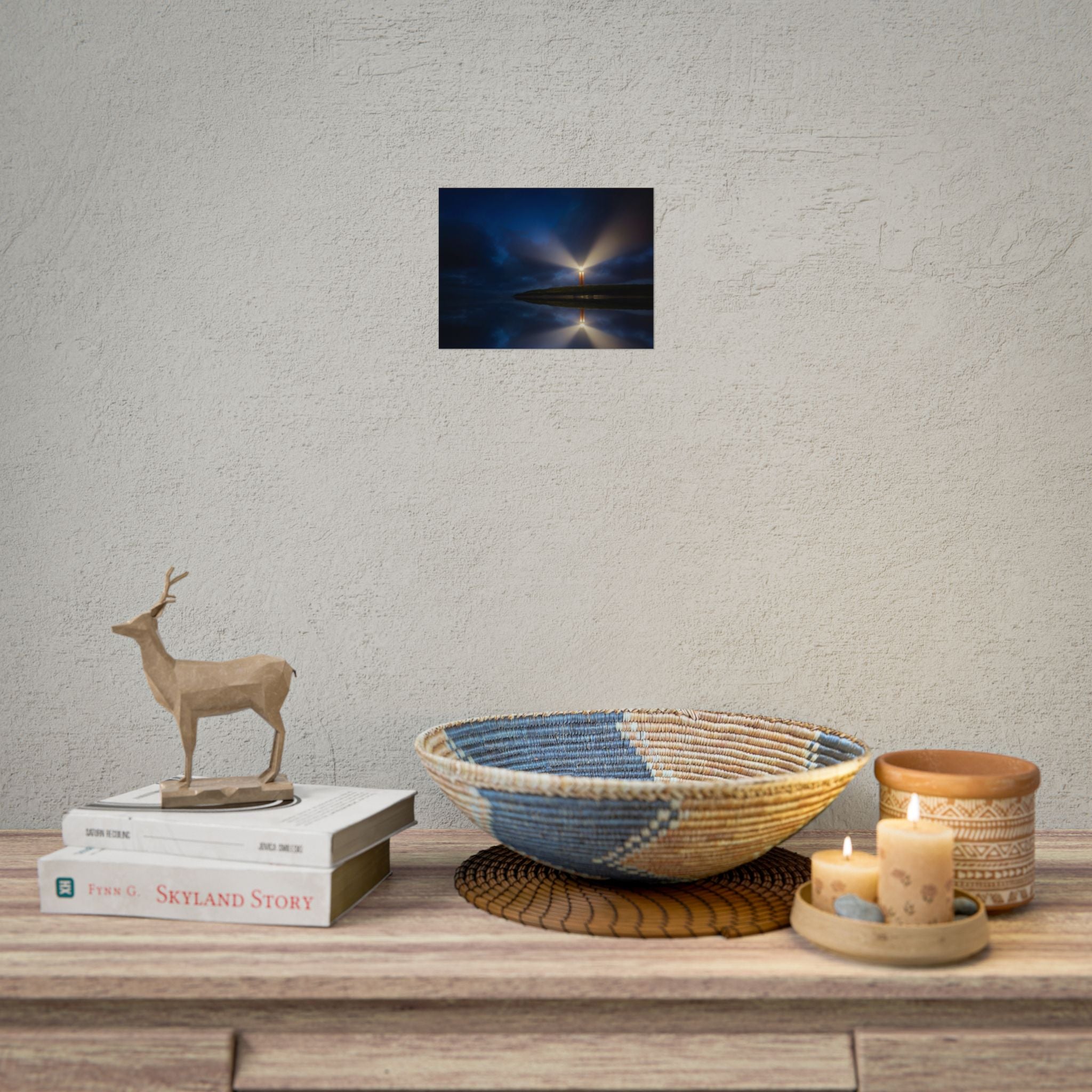 lighthouse-on-rock-poster-wall-art-coastal-wall-decor-nautical-decor-beach-house-decoration-seaside-wall