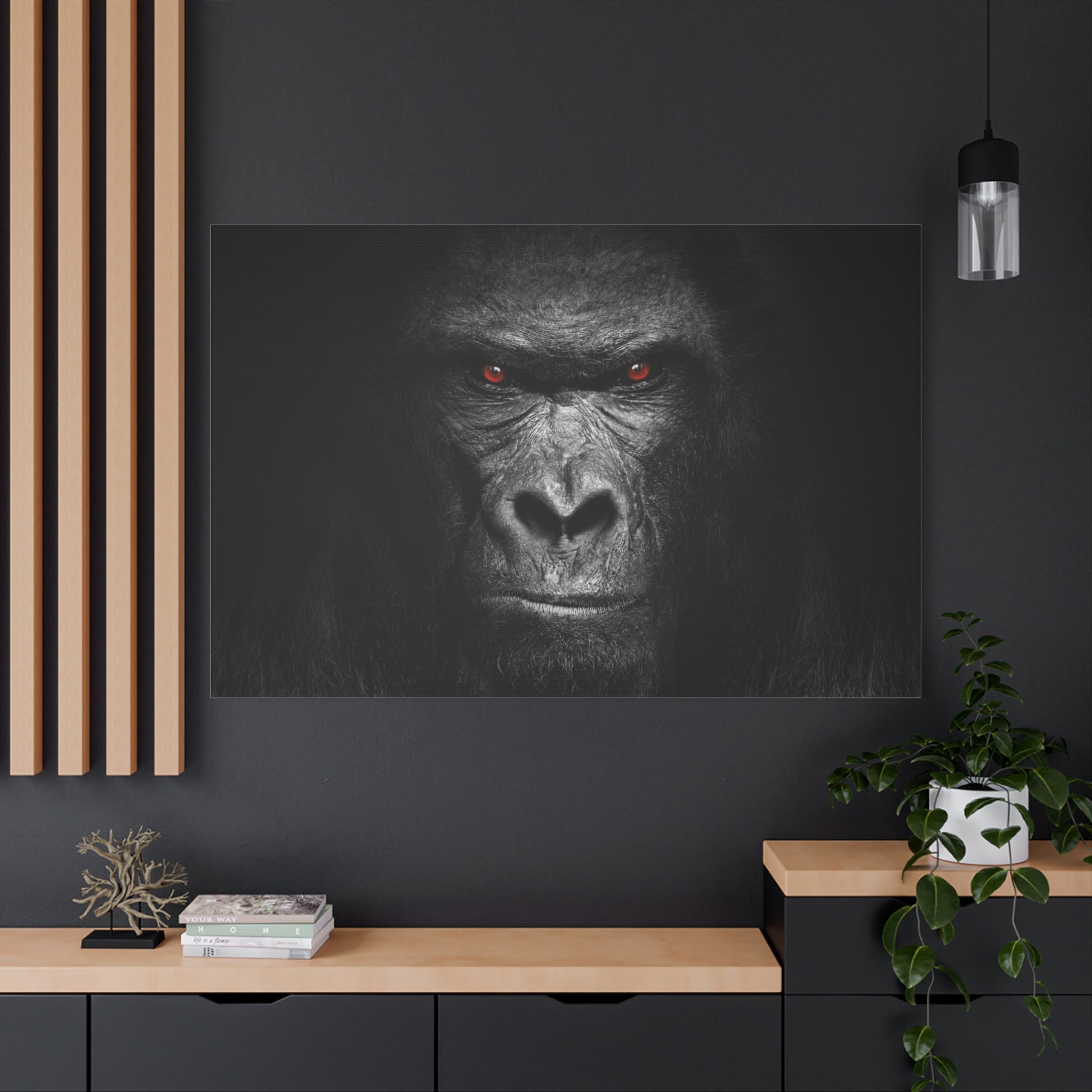 canvas-print-gorilla-face-wall-art-black-and-white-animal-decor-stretched-matte-canvas-wildlife-artwork-jungle-theme-room