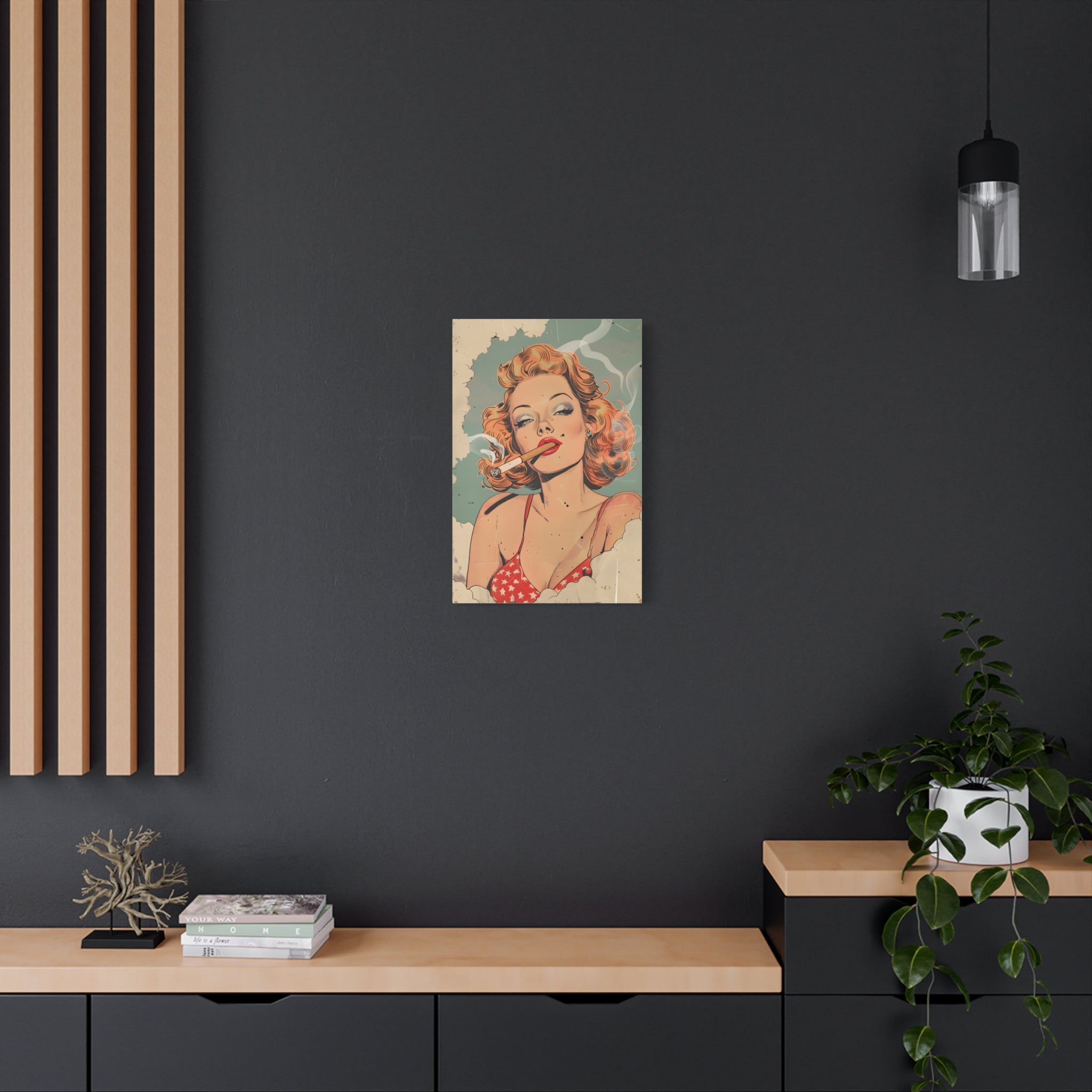 vintage-pin-up-girl-canvas-print-matte-canvas-stretched-wall-art-retro-pinup-poster-pin-up-illustration-home-decor-wall-hangi