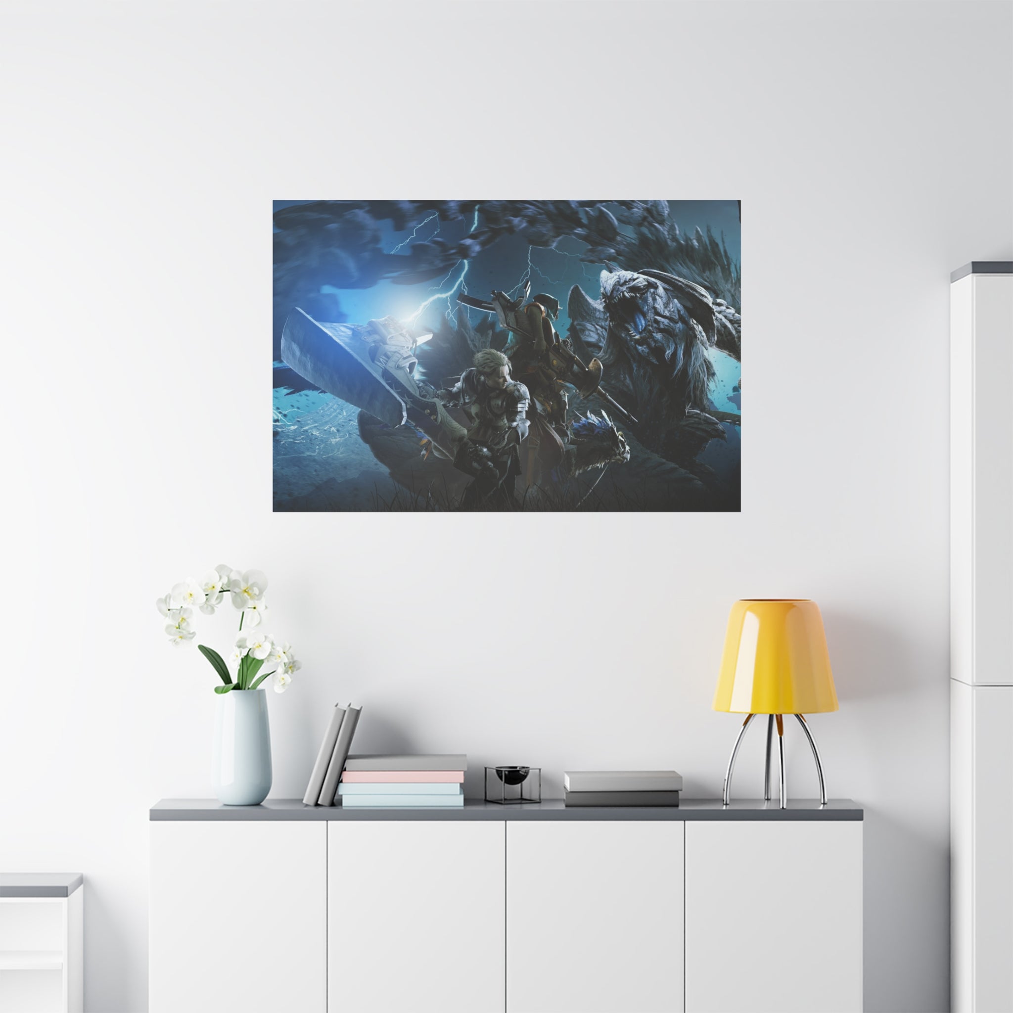 canvas-print-monster-hunter-wall-art-matte-print-stretched-canvas-1-25-home-decor-gaming-art-gamer-gift-video-game-art-hunter