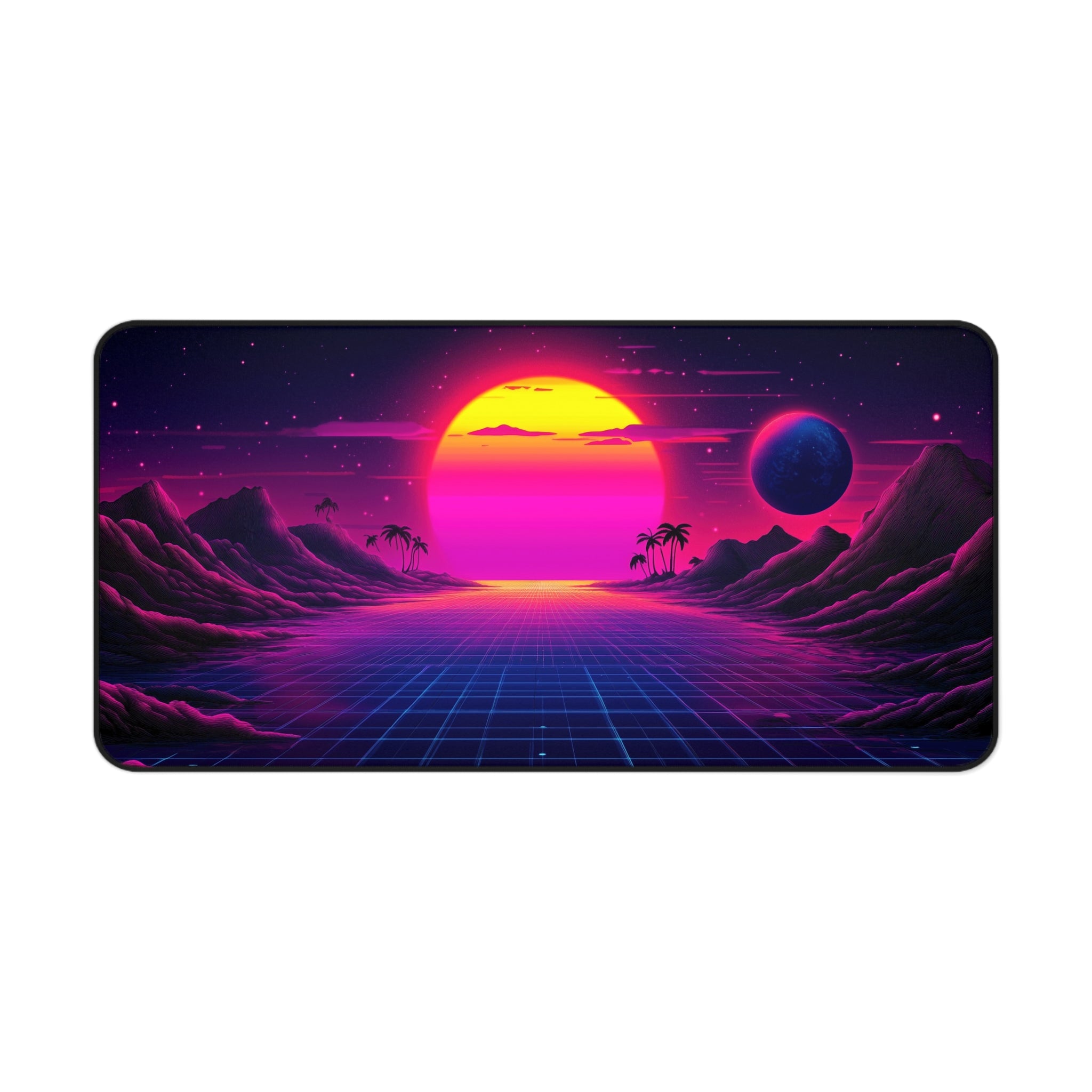 vaporwave-moon-road-mouse-pad-retrowave-city-delorean-desk-mat-neon-synthwave-desk-pad-vaporwave-sun-and-mountains