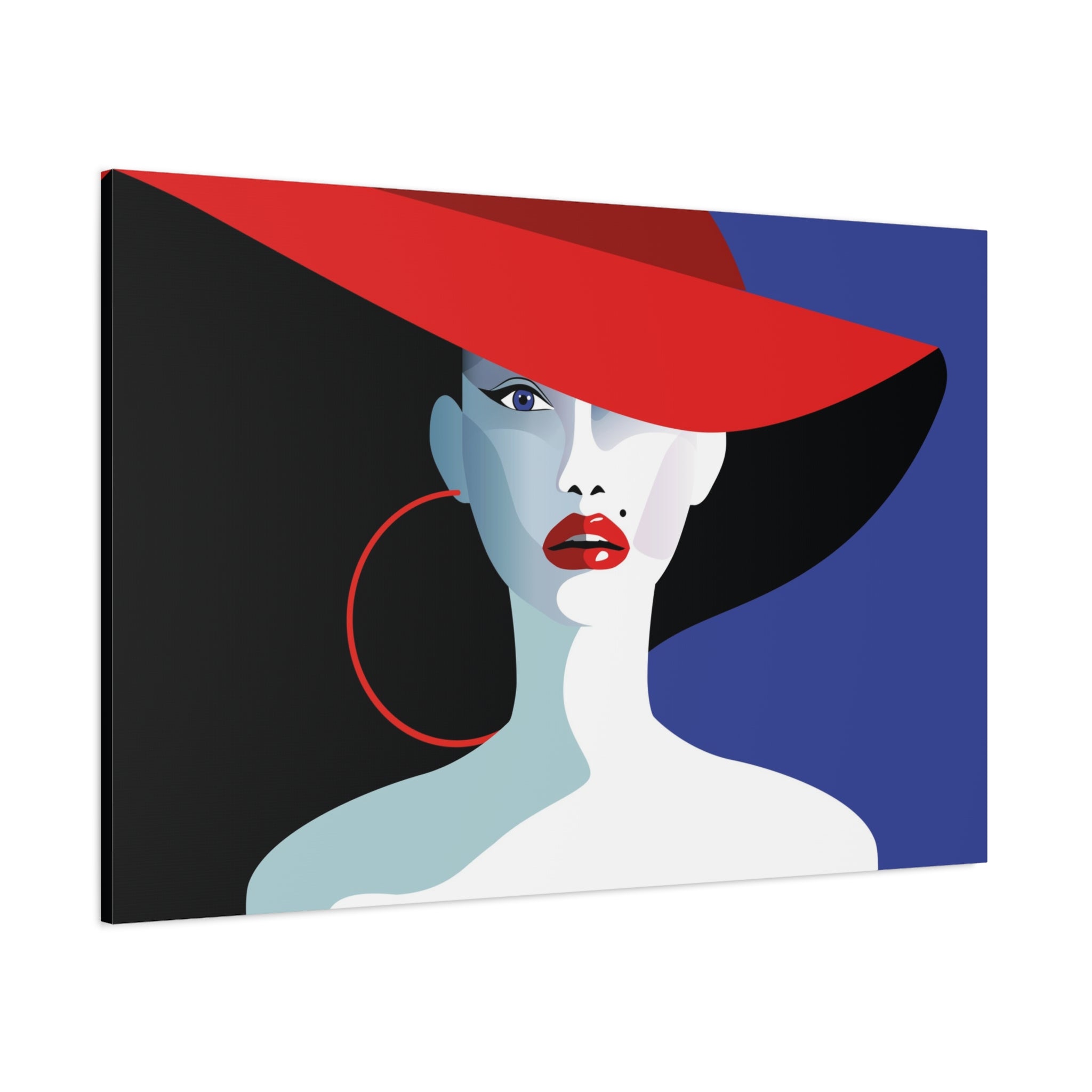 canvas-print-wall-decor-woman-hat-style-lips-art-matte-canvas-stretched-home-decor-room-decor-art-poster-fashion-art-gift