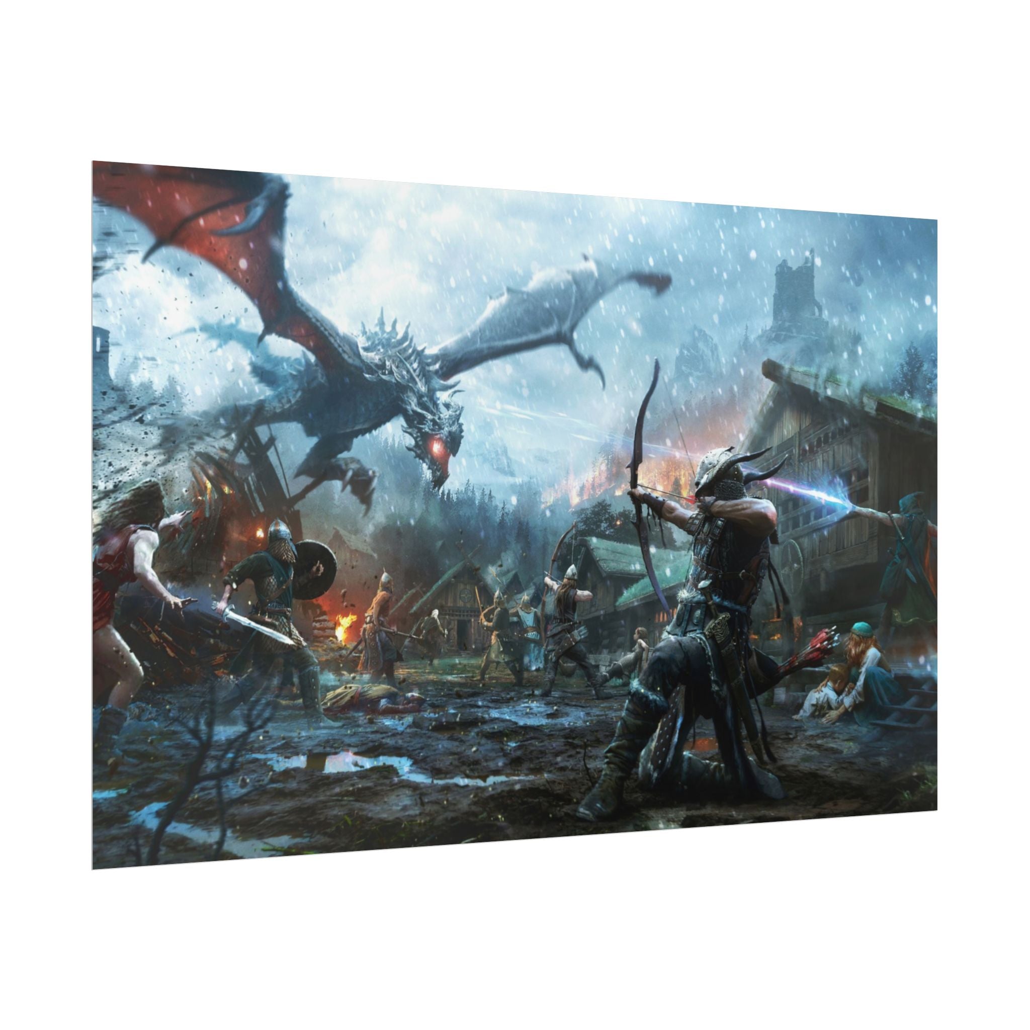 the-elder-scrolls-skyrim-poster-wall-art-dragon-archer-game-poster-print-room-decor-viking-warrior-gaming-wall