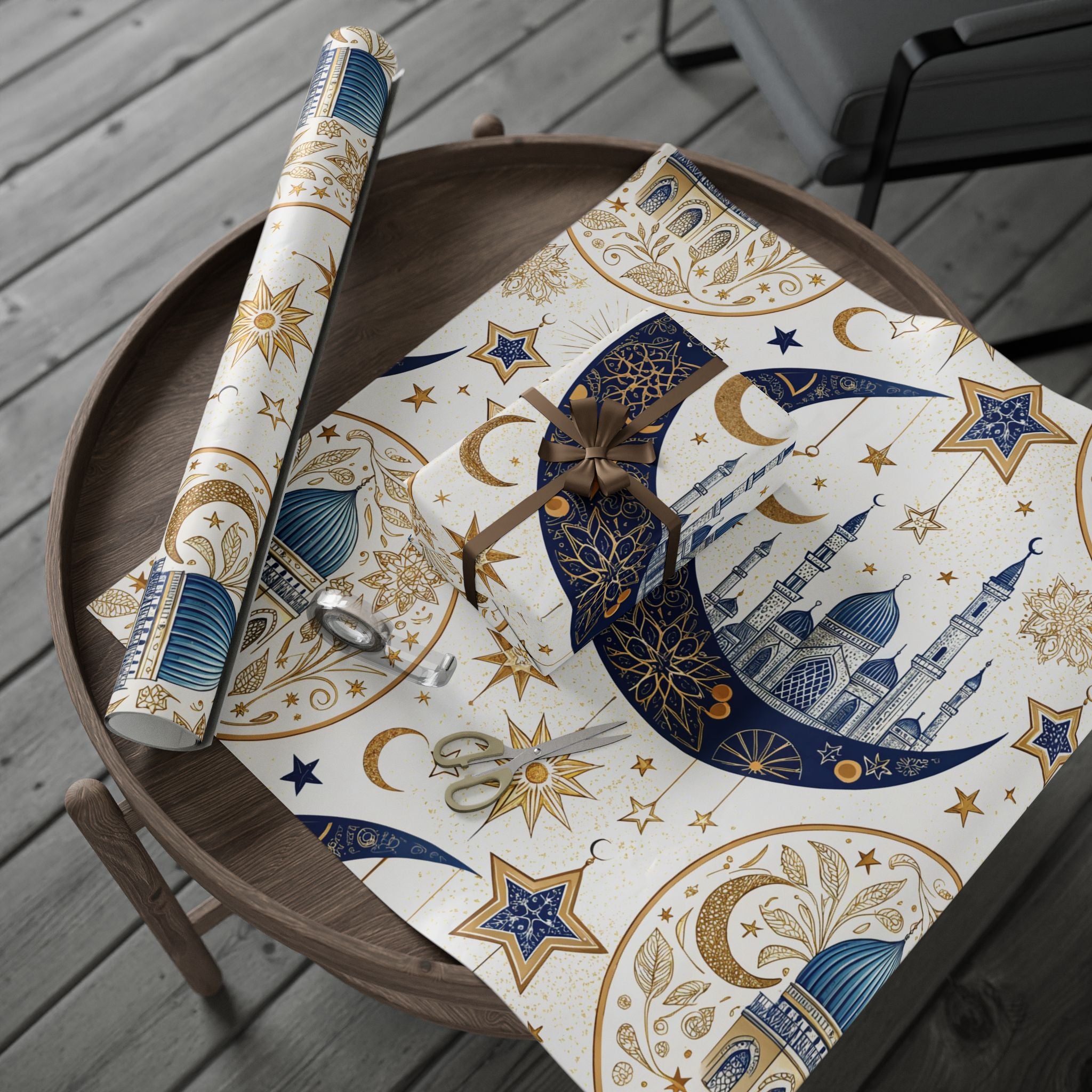 ramadan-night-wrapping-papers-islamic-crescent-moon-gift-wrap-mosque-silhouette-eid-holiday-supplies-festive-present-packagin