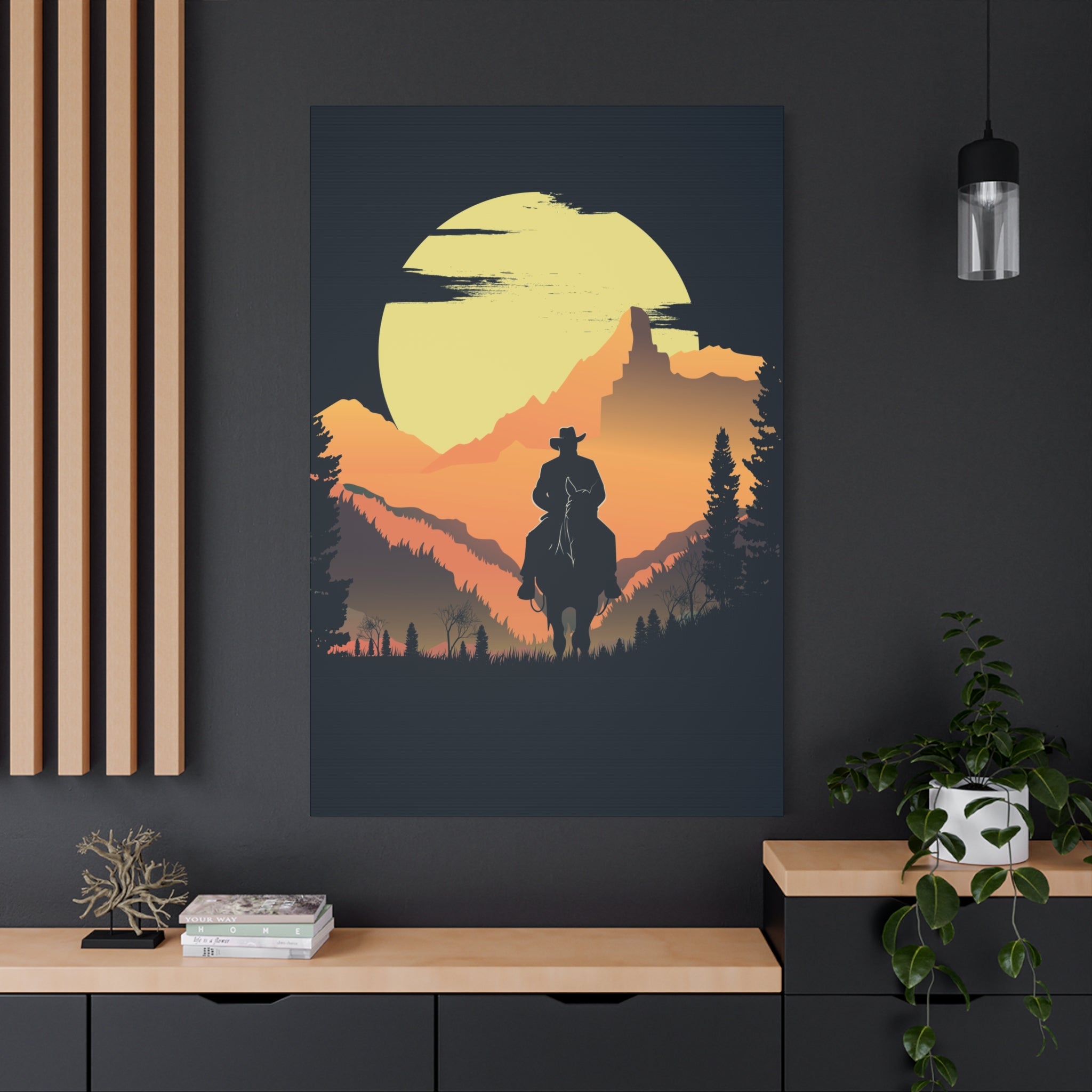 canvas-wall-art-cowboy-western-wall-decor-matte-stretched-print-rustic-southwestern-home-decoration-texas-desert-landscape