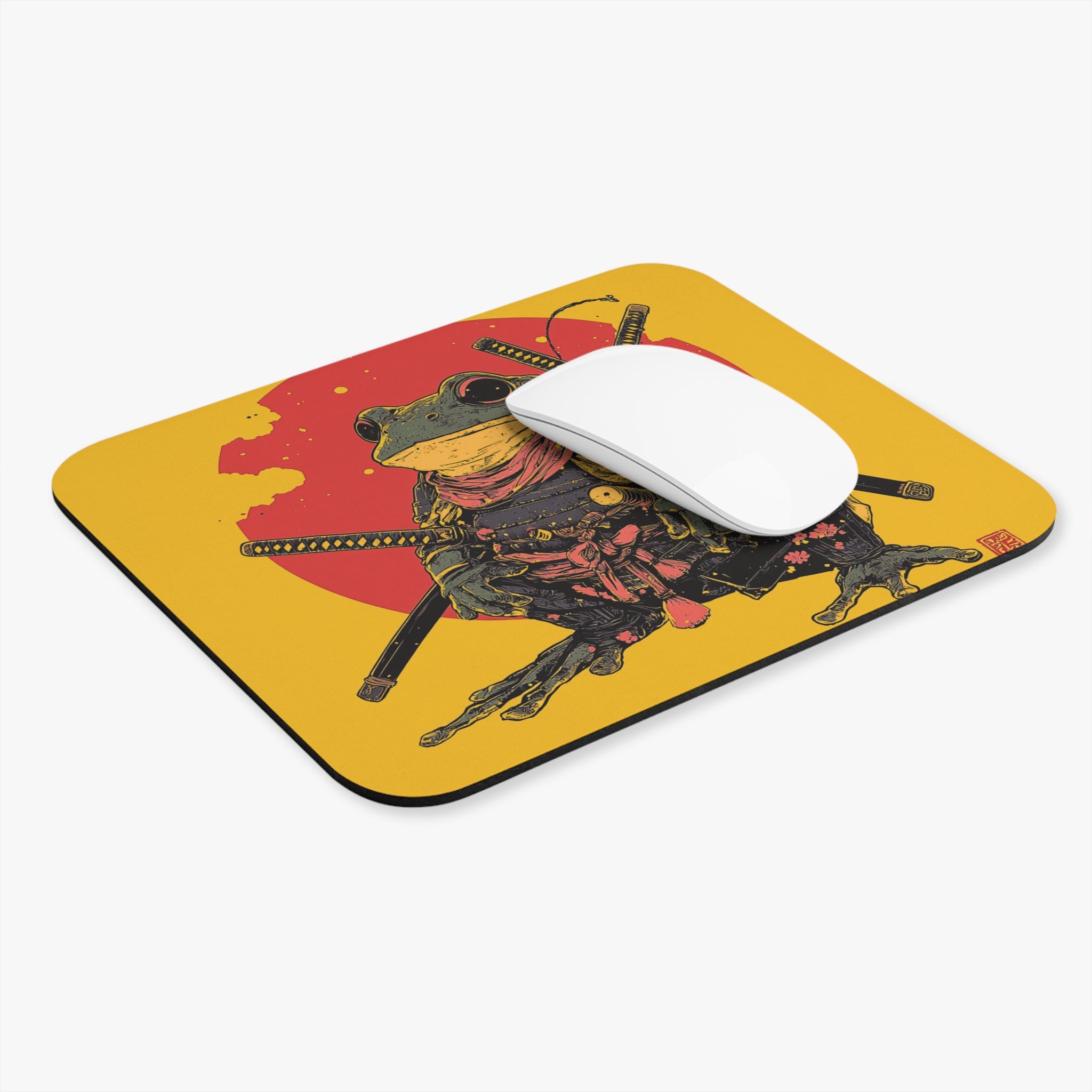 retro-vintage-ninja-frog-mouse-pad-red-sun-japanese-samurai-frog-design-ninja-warrior-yellow-small-mouse-pad