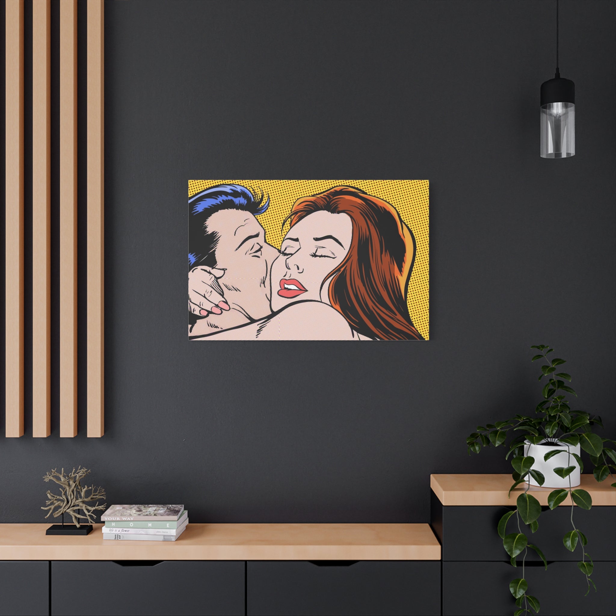pop-art-canvas-print-retro-wall-art-stretched-matte-canvas-kiss-love-home-decor-wall-decor-poster-decorative-art-gift