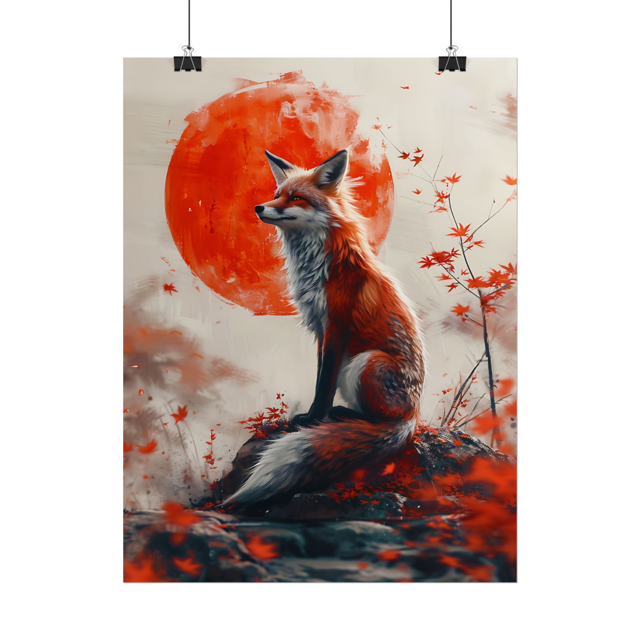 red-fox-poster-print-fantasy-decor-wildlife-wall-art-red-sun-home-decor-animal-lover-gift-nature-print-fantasy-art-decor
