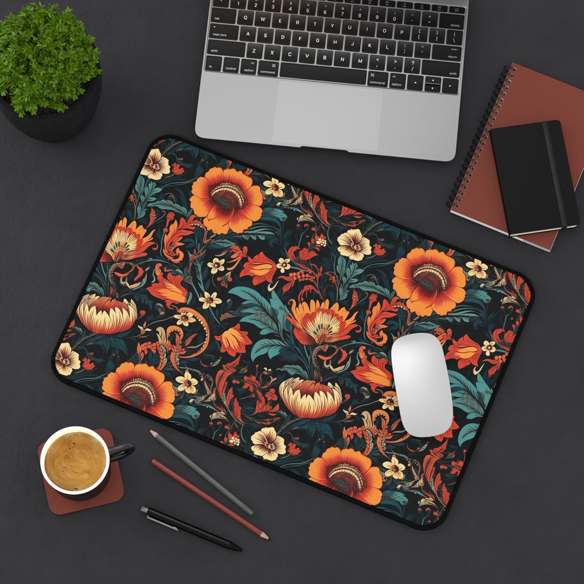 retro-orange-flowers-cottagecore-desk-mat-floral-mouse-pad-farmhouse-style-office-decor-shabby-chic-workspace-decor-large-gam