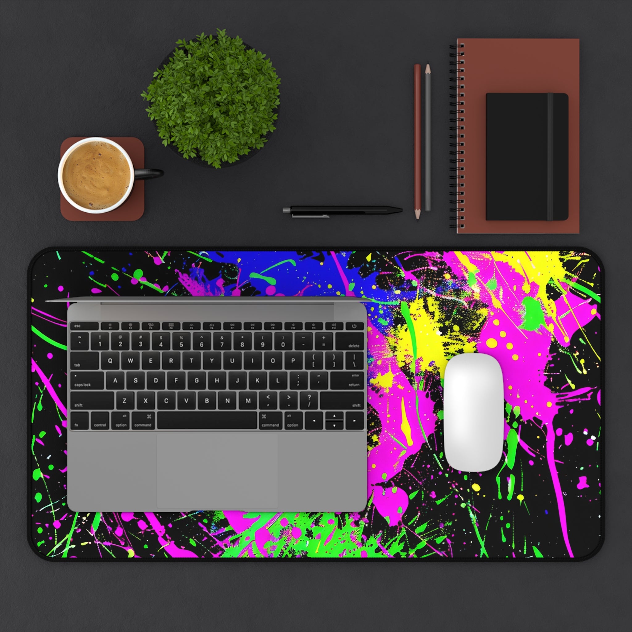 neon-abstract-paint-splatter-desk-mat-green-ping-large-gaming-mouse-pad-colorful-work-from-home-desk-accessory-desk-blotter
