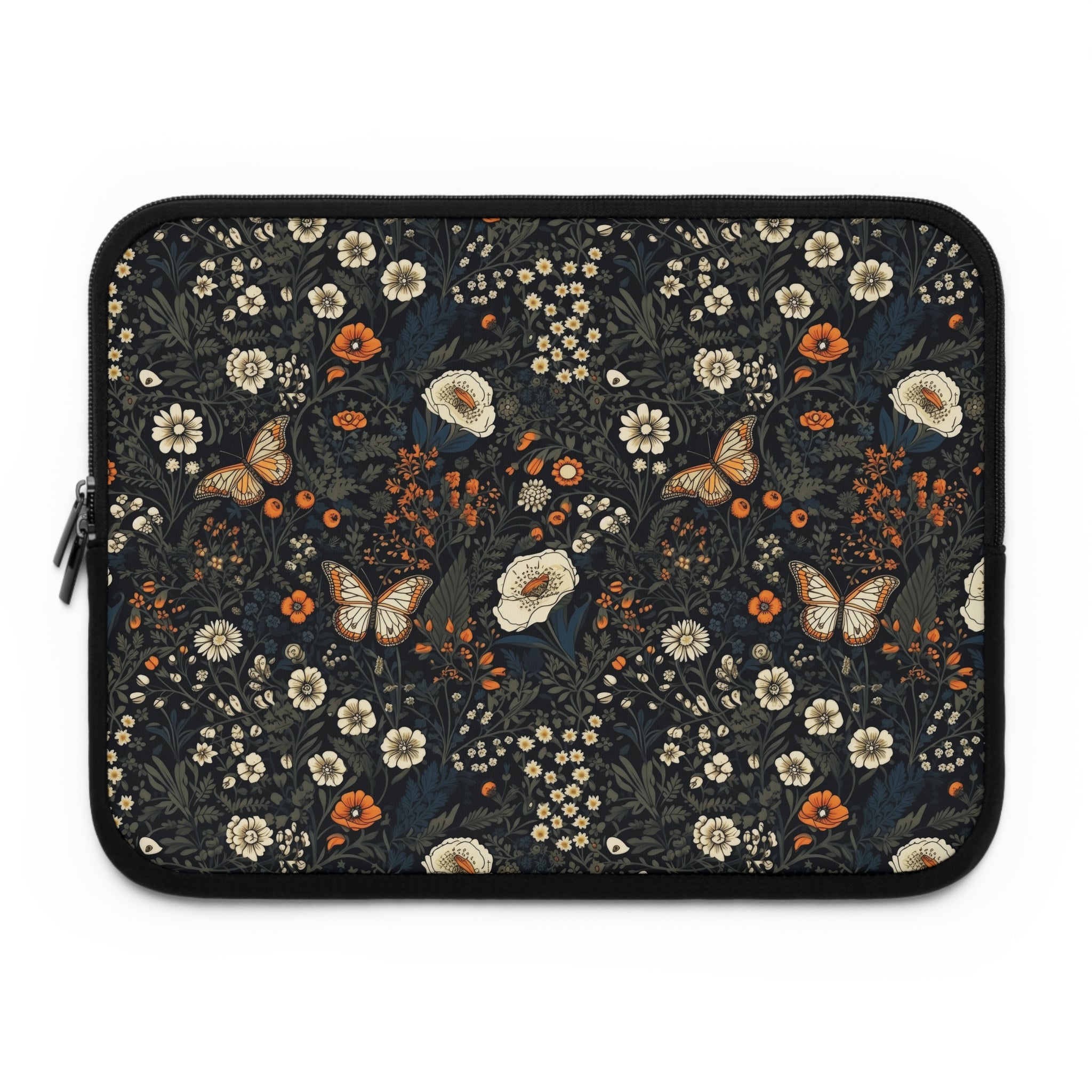 laptop-sleeve-cottagecore-dark-wild-daisy-flowers-butterfly-macbook-air-sleeve-floral-computer-bag-tech-case-tablet-cover-lap