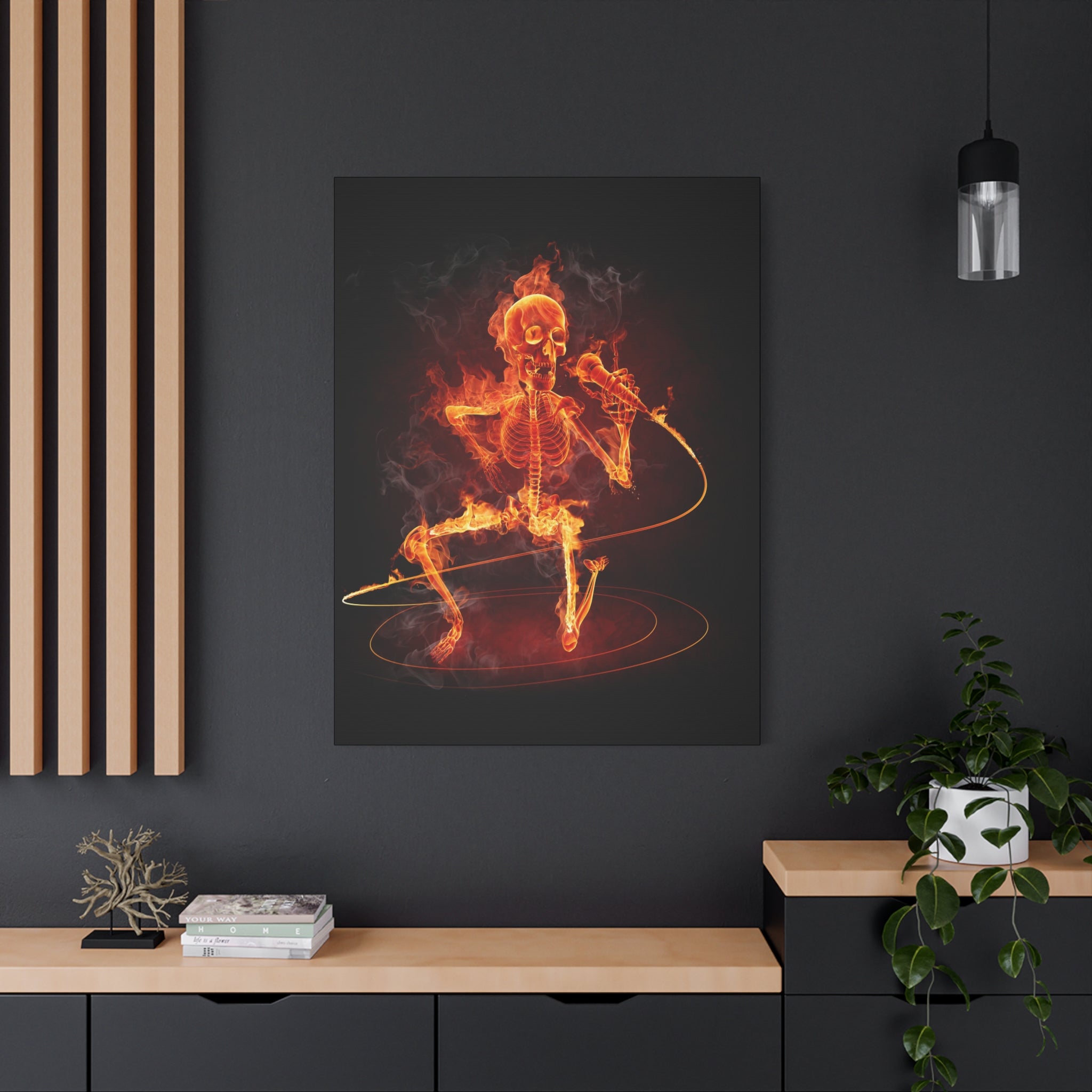 canvas-print-music-microphone-bones-fire-skull-home-decor-living-room-decor-rockn-roll-decor