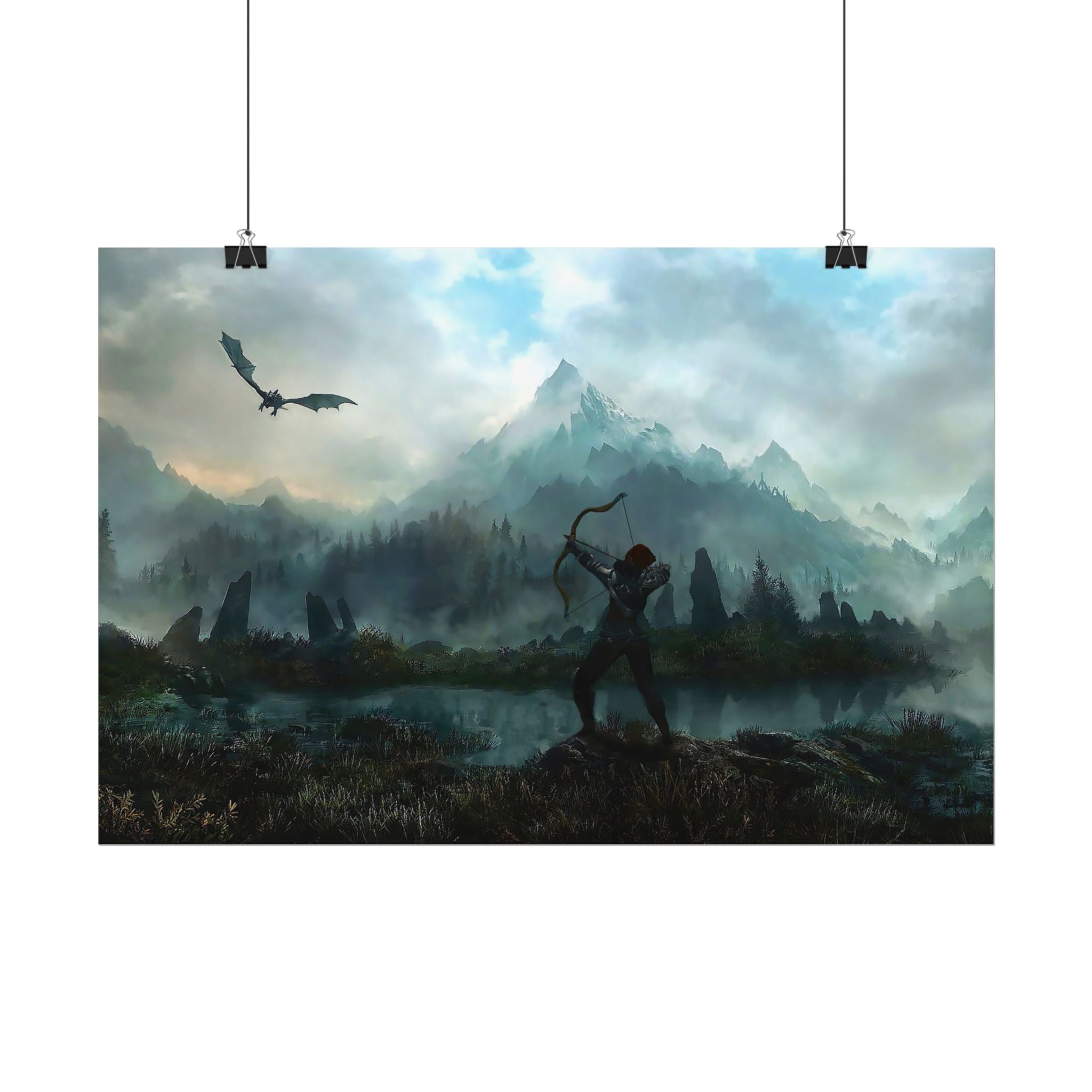 the-elder-scrolls-skyrim-aela-poster-wall-art-dragon-and-artcher-viking-game-poster-print-room-decor-warrior-g