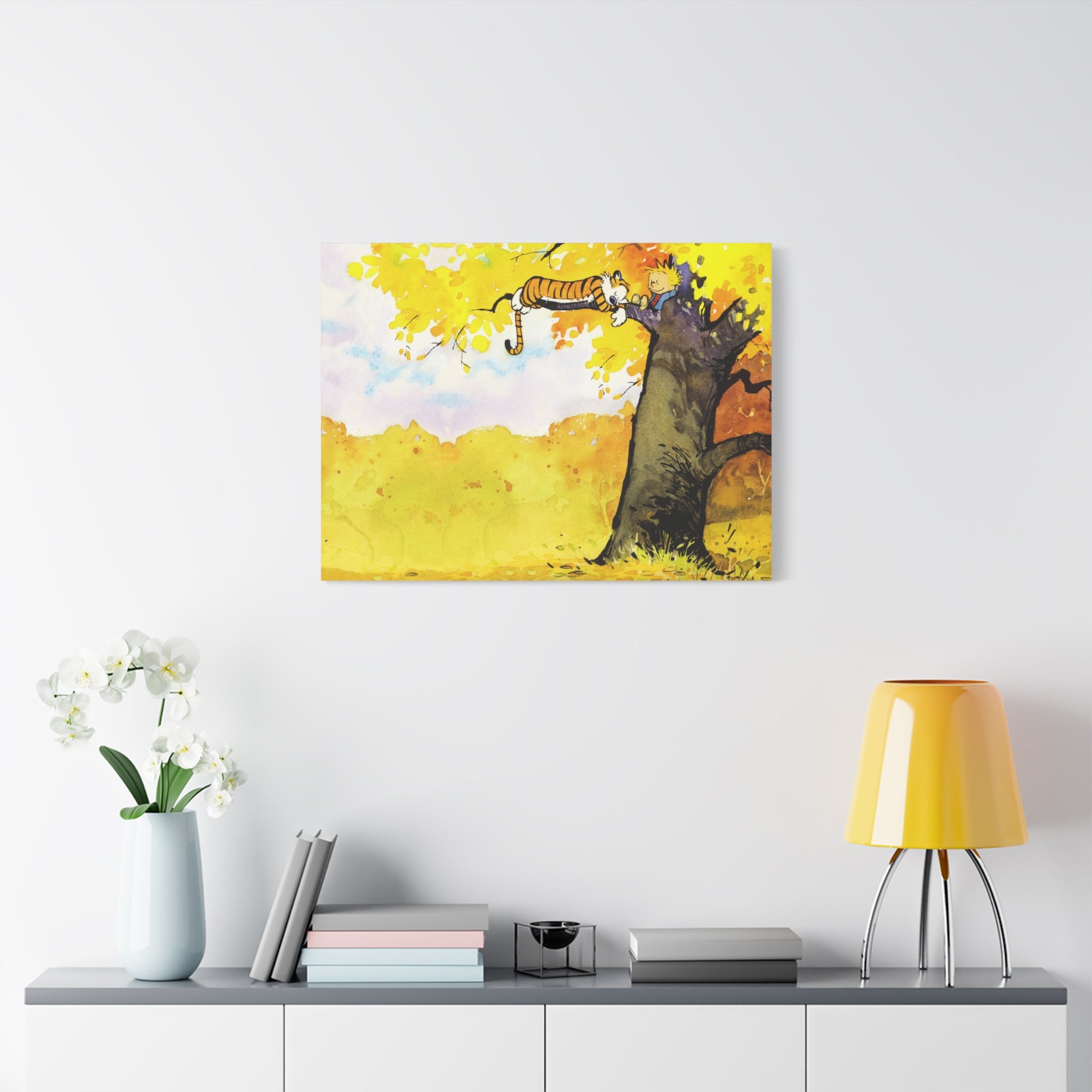 Calvin and Hobbes Canvas Wall Art - Nostalgic Comic Strip Canvas for Kids Room & Nursery Decor - Friendship Adventure Theme Print