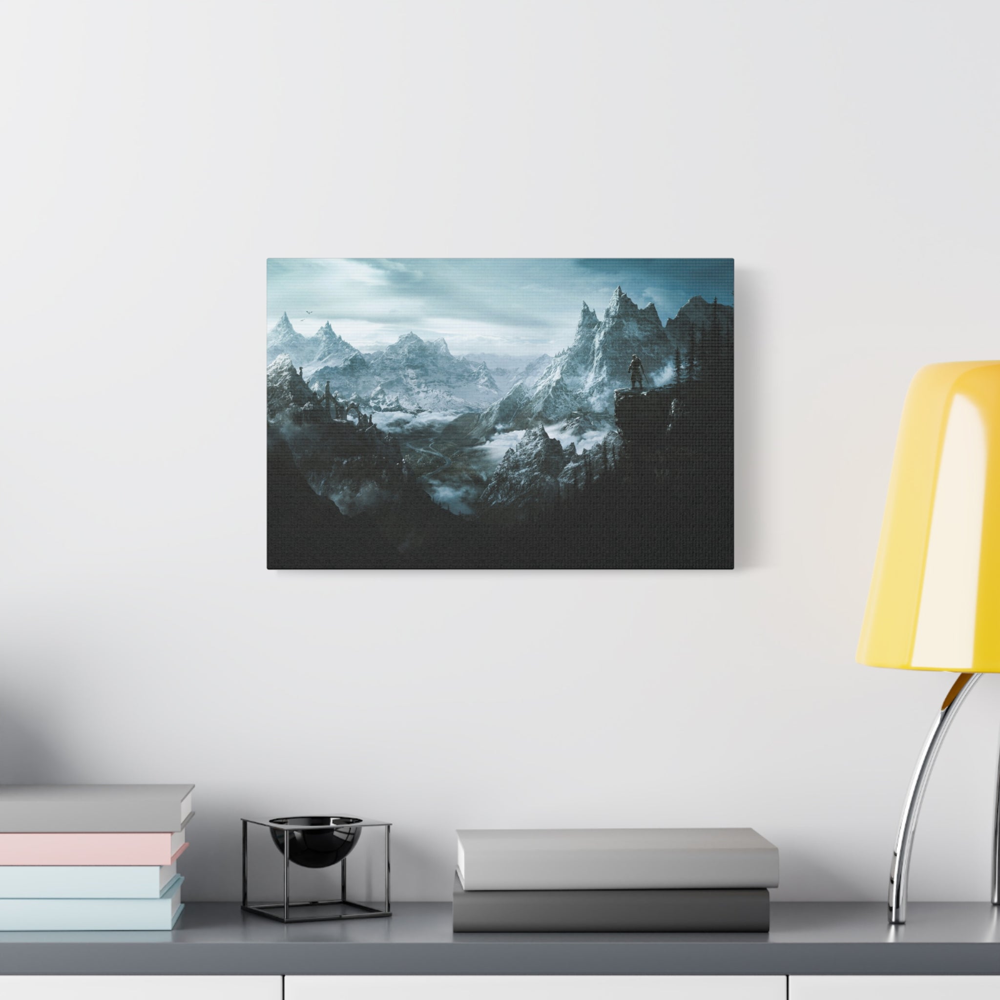 The Elder Scrolls Skyrim Canvas Wall Art - Dragon Game Canvas Print, Room Decor, Gaming Wall Art, Skyrim Landscape Gift