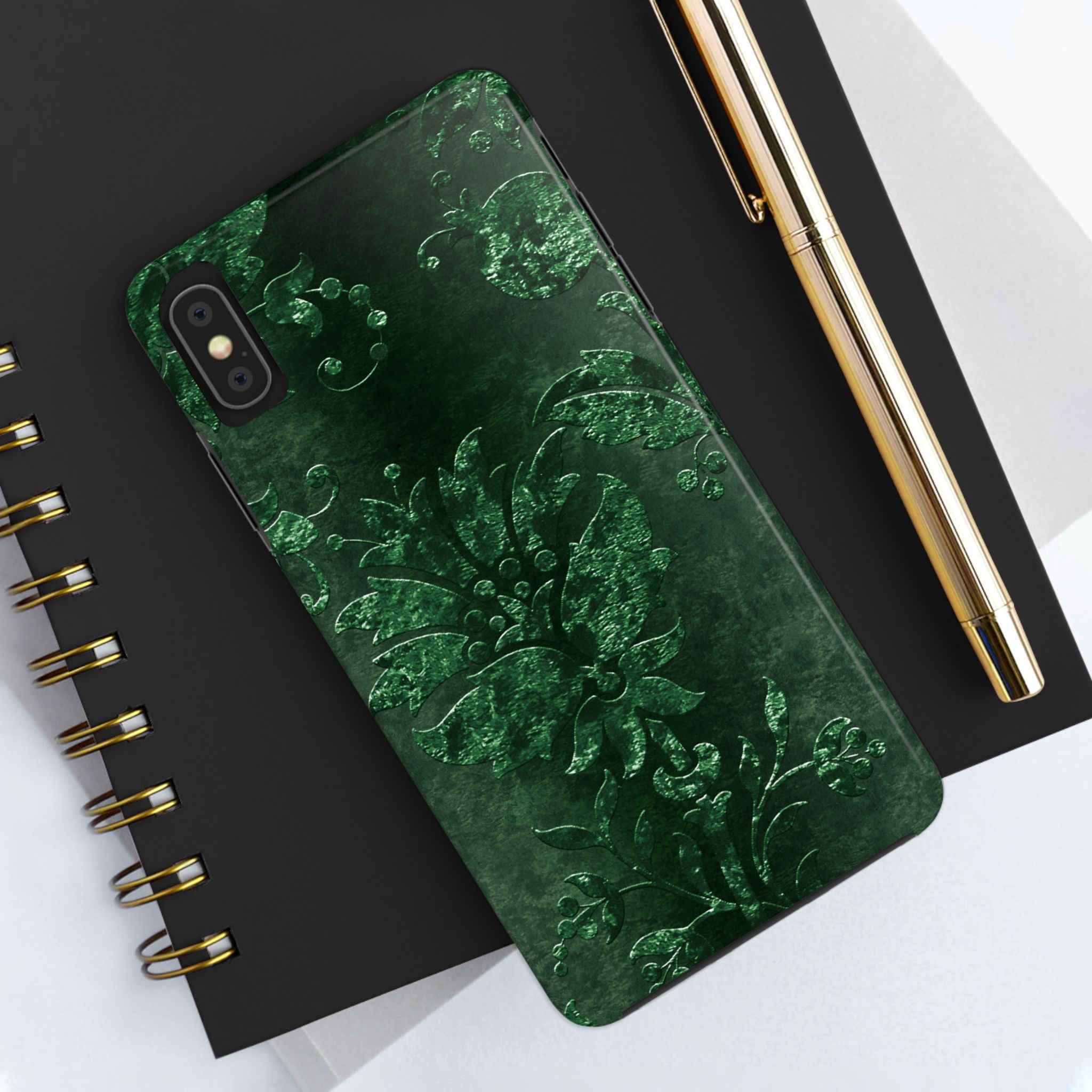 embossed-emerald-velvet-tough-iphone-case-protective-iphone-cover-heavy-duty-iphone-case-rugged-phone-case-durable-smartphone