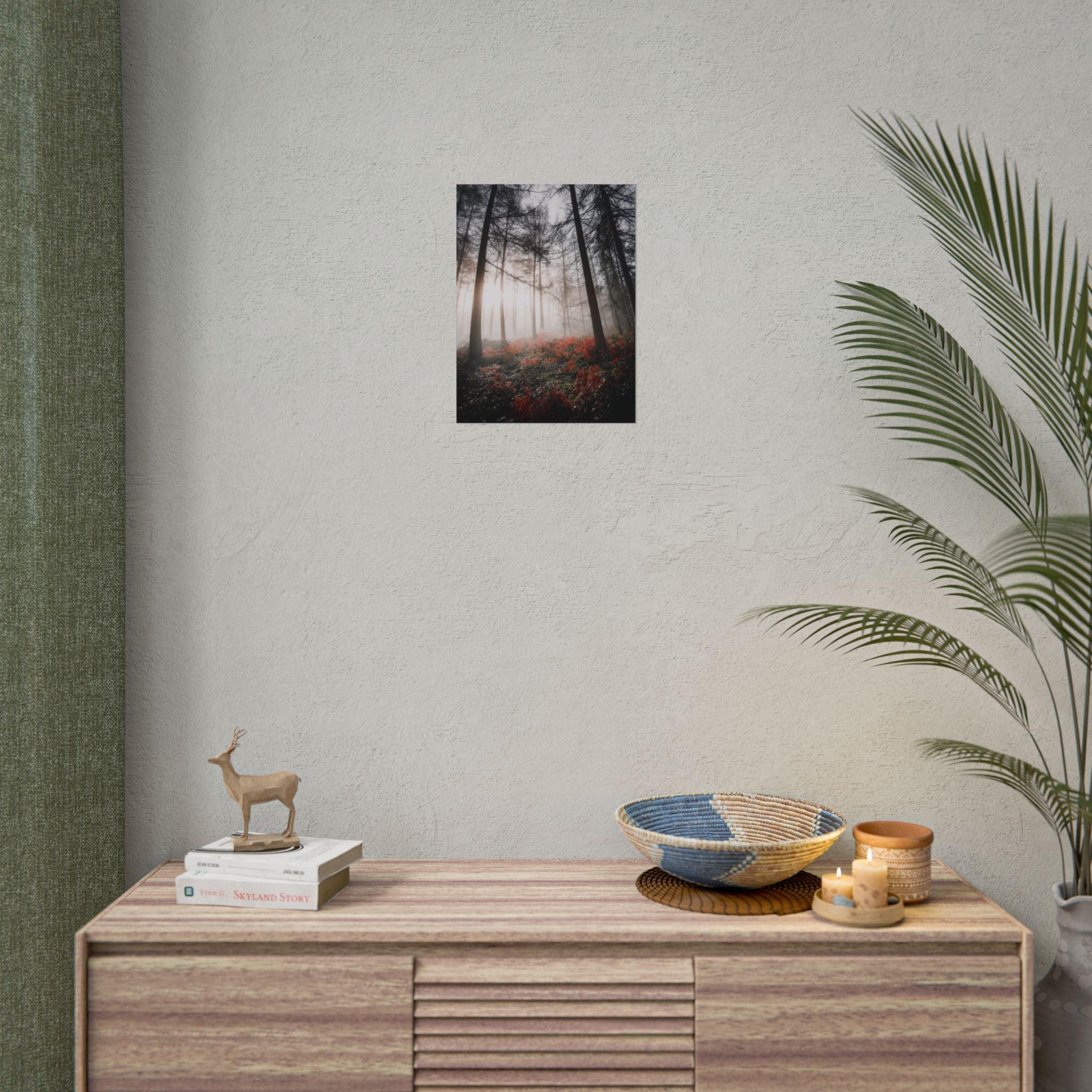 poster-print-misty-woods-art-living-room-wall-decor-sunlight-forest-landscape-aesthetic-nature-art-nature-artwork-poster-gift