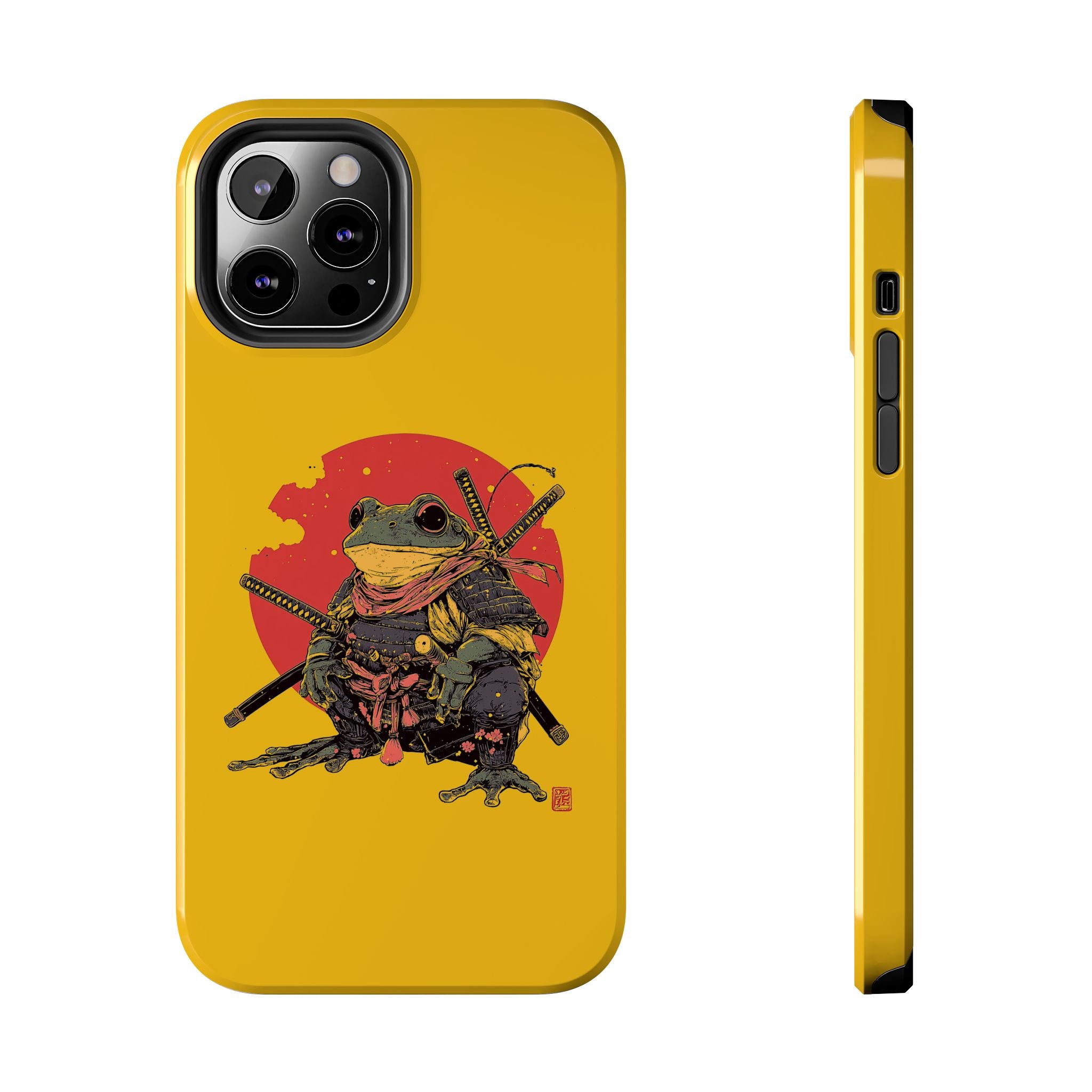 retro-vintage-ninja-frog-iphone-tough-case-red-sun-japanese-samurai-frog-design-ninja-warrior-yellow-iphone-hard-cover