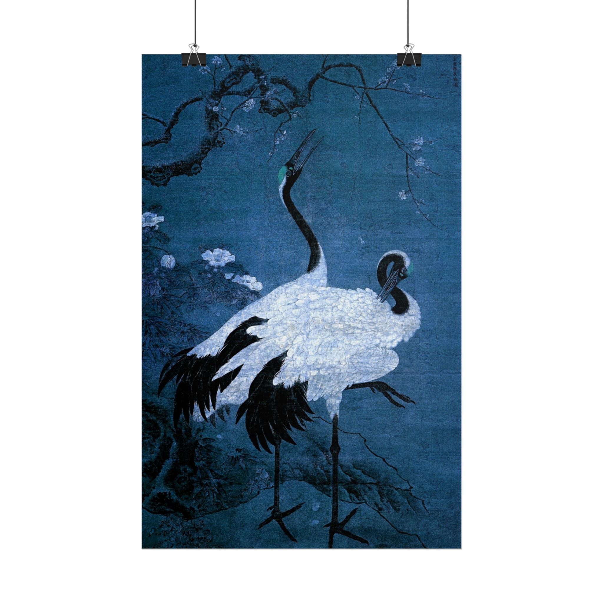 snow-plum-twin-cranes-painting-poster-wall-art-home-decor-nature-print-japanese-art-gift-cranes-wall-decor-cranes-poster-prin