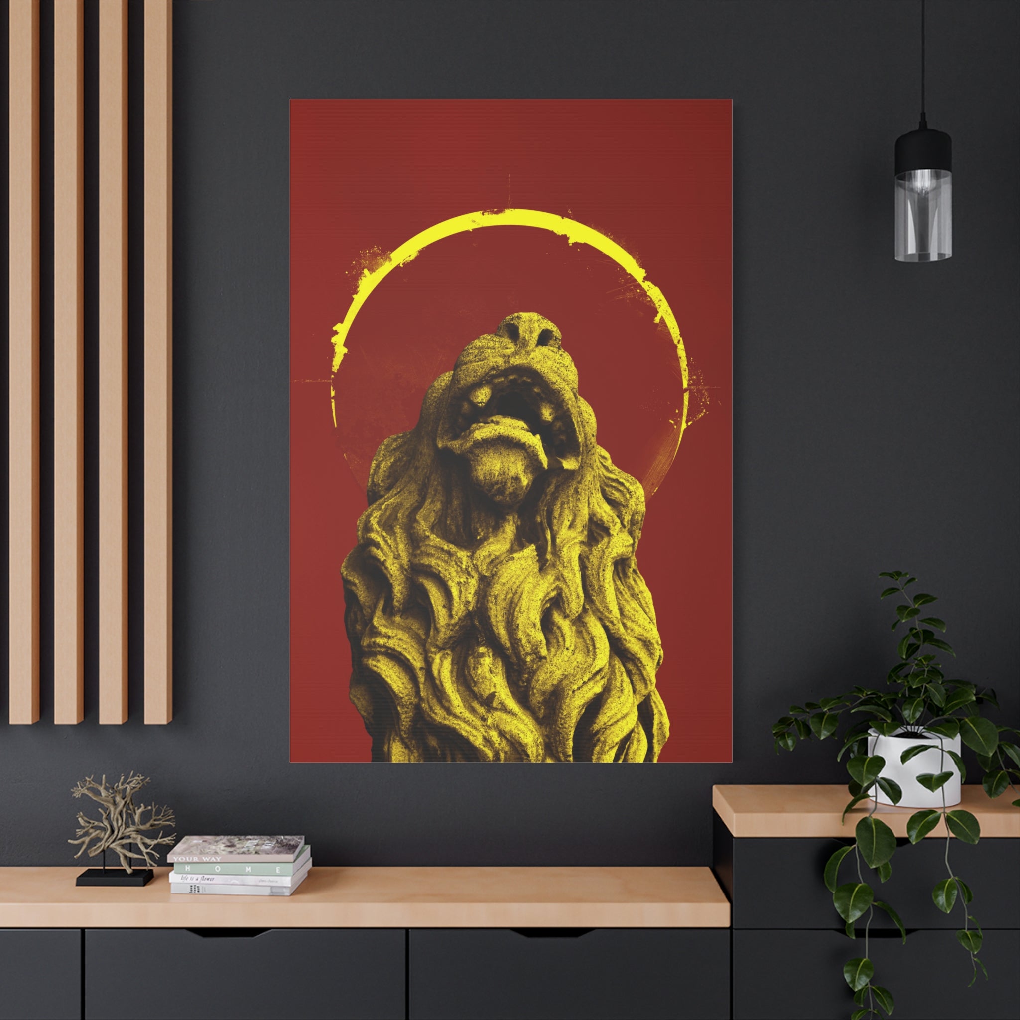 canvas-print-golden-lion-art-red-sun-aesthetic-minimalist-wall-decor-home-art-animal-artwork-boho-decor-modern-art-print