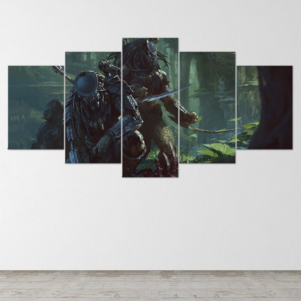 predator-alien-art-fantasy-art-5-piece-canvas-wall-art-canvas-print-predator-decor-art-extra-large-wall-art-predator-poster-5
