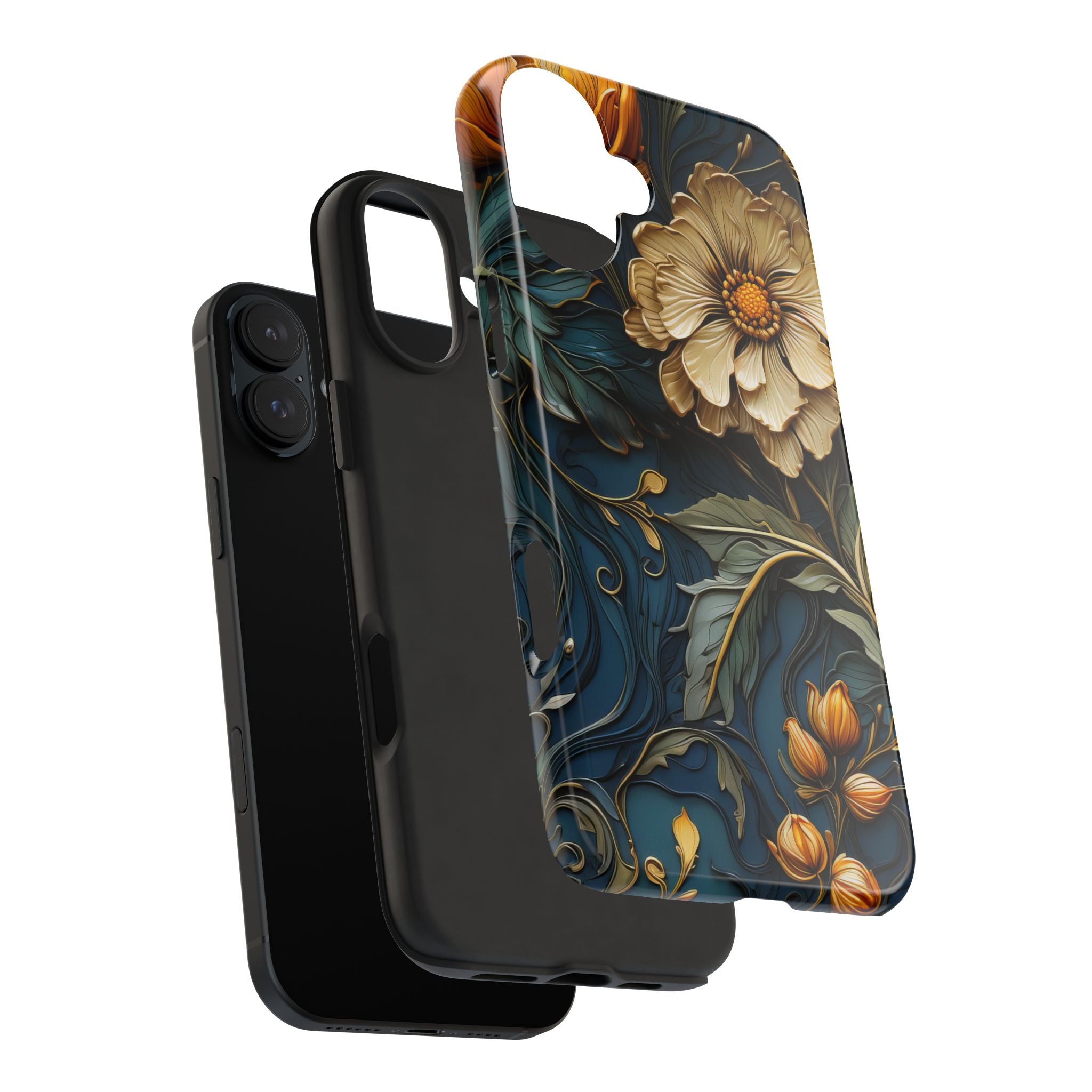 textured-art-nouveau-floral-tough-phone-case-cottagecore-iphone-case-unique-floral-phone-cover-vintage-style-iphone-case-prot