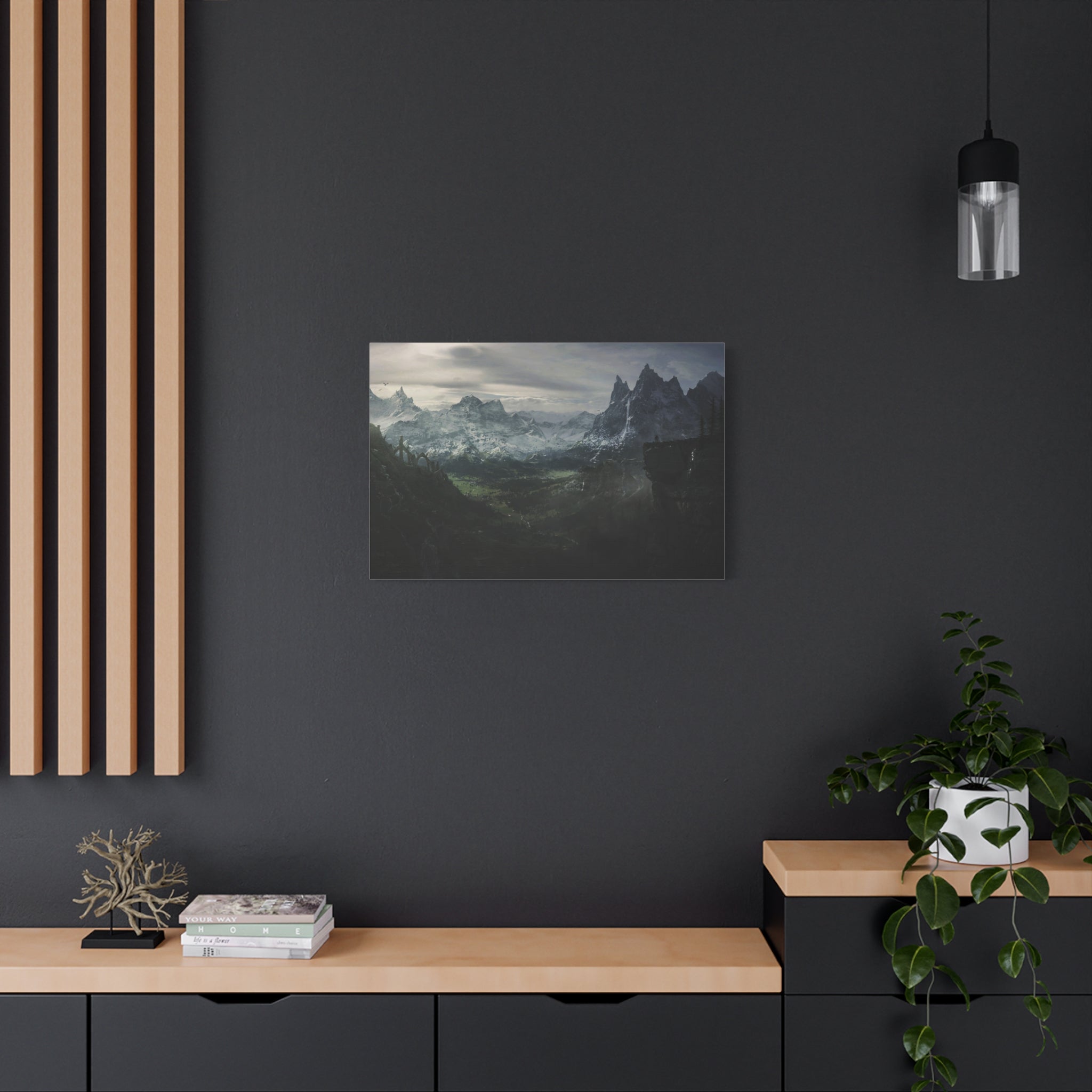 The Elder Scrolls Skyrim Canvas Wall Art - Dark Landscape Dragon Game Canvas Print Room Decor, Gaming Wall Art, Skyrim Gift