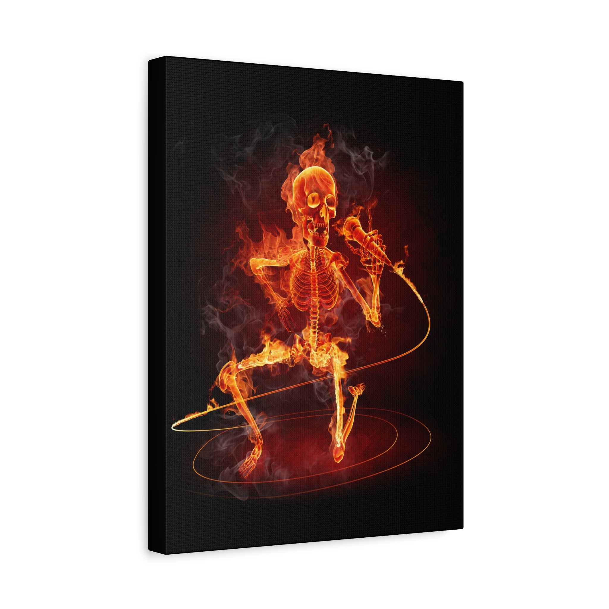 canvas-print-music-microphone-bones-fire-skull-home-decor-living-room-decor-rockn-roll-decor