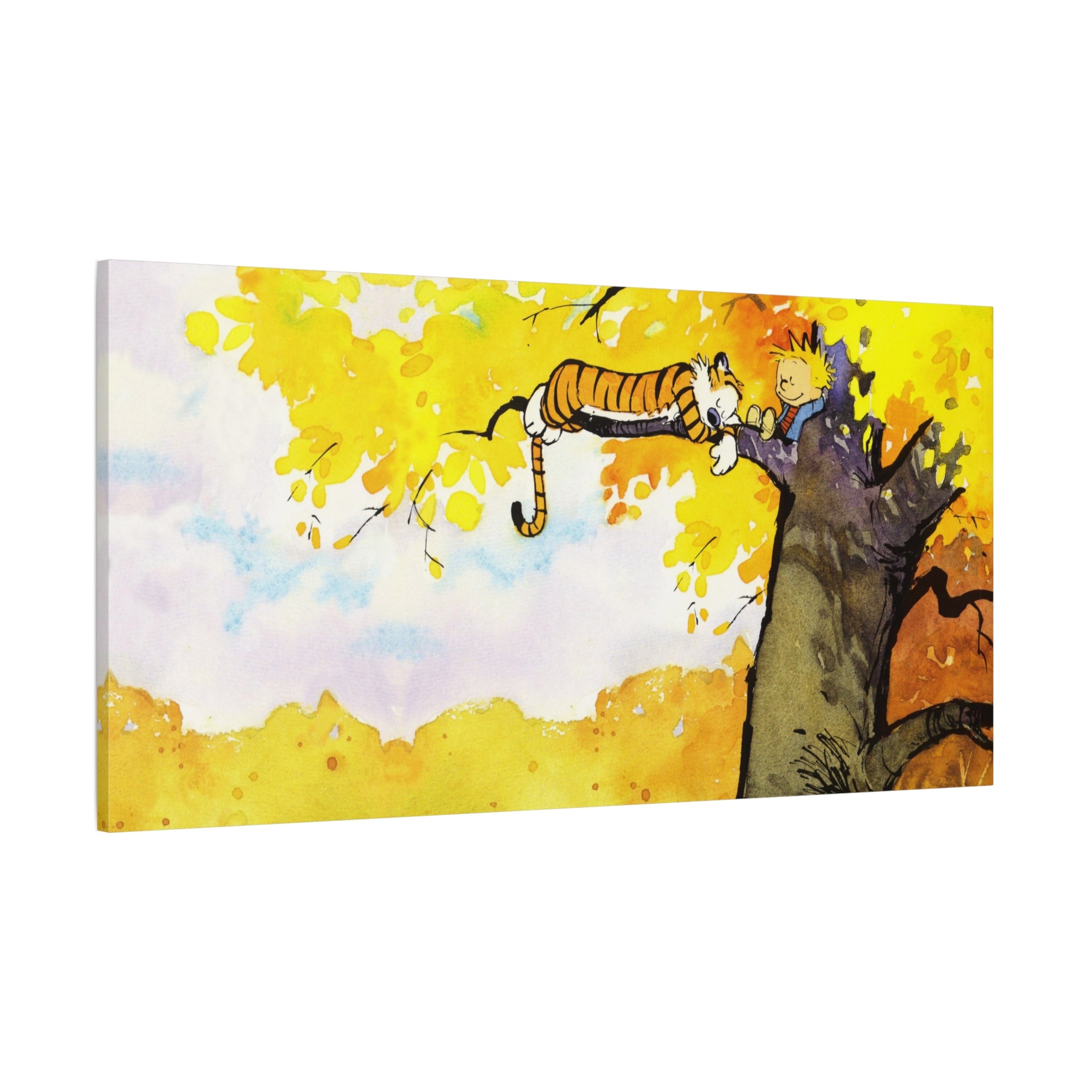 Calvin and Hobbes Canvas Wall Art - Nostalgic Comic Strip Canvas for Kids Room & Nursery Decor - Friendship Adventure Theme Print