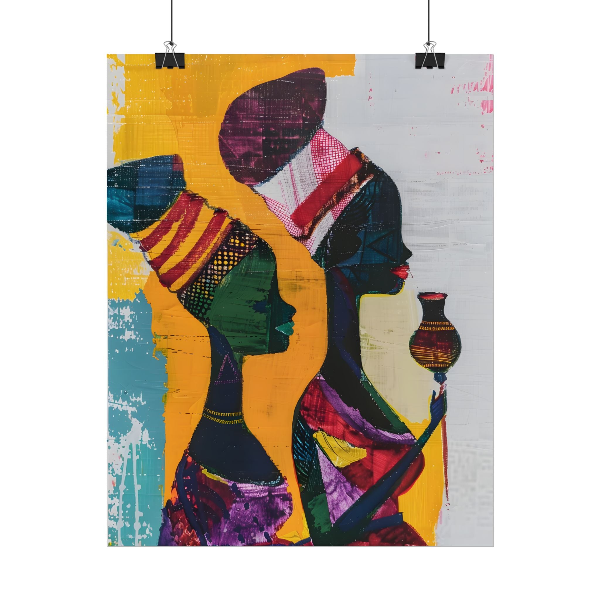 Traditional African Woman Poster Wall Art, African Portrait, Afrocentric, Tribal Home Art, Afro American Art, Ethnic Wall Decor