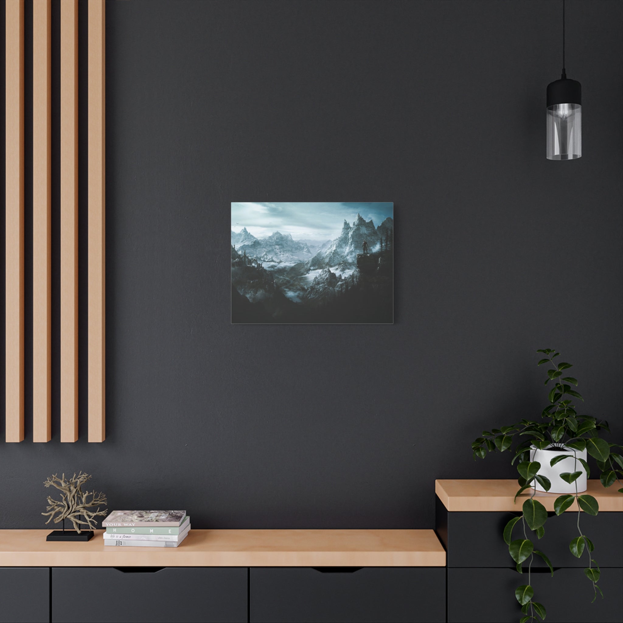 The Elder Scrolls Skyrim Canvas Wall Art - Dragon Game Canvas Print, Room Decor, Gaming Wall Art, Skyrim Landscape Gift