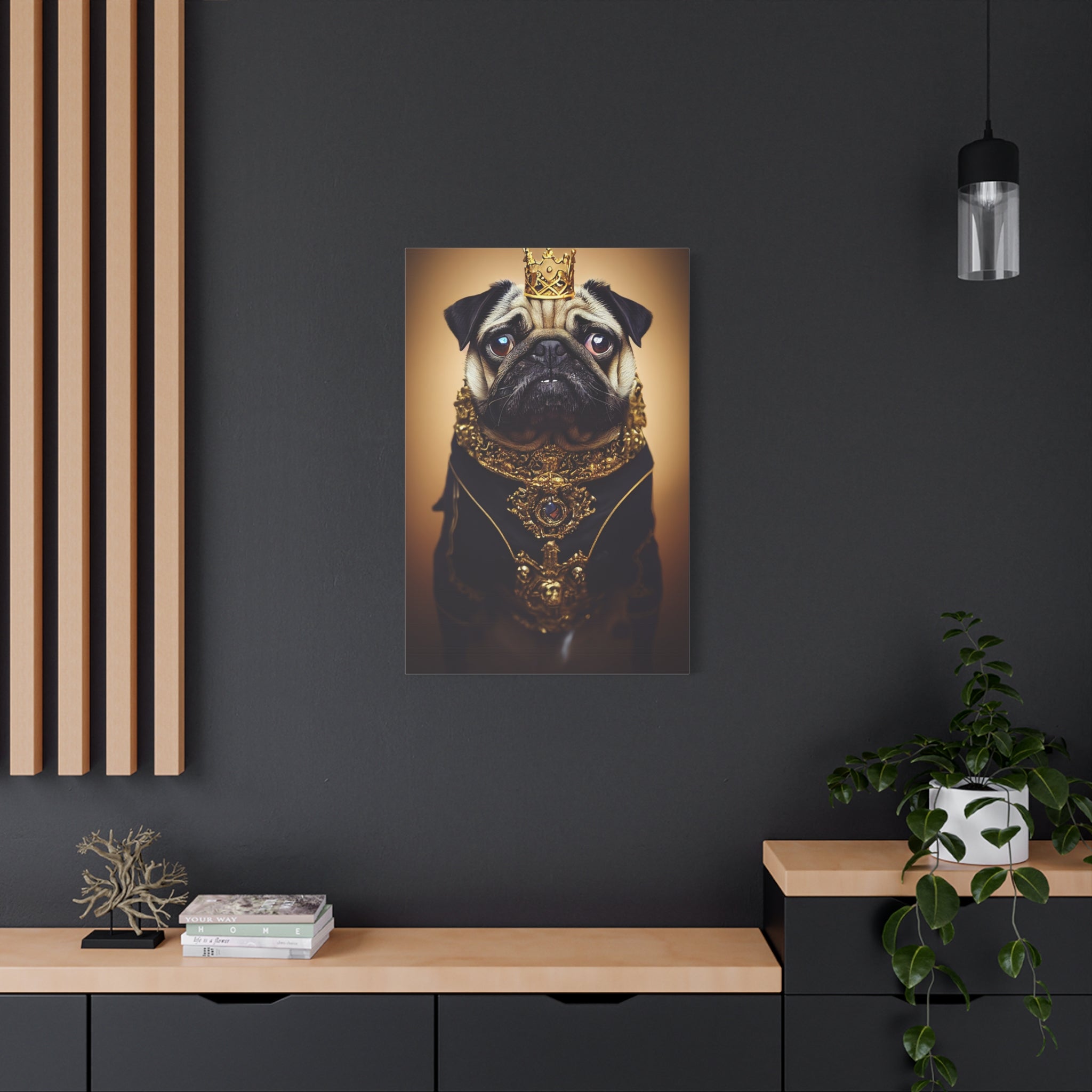 canvas-print-pug-crown-funny-jewelry-wall-art-decor-stretched-matte-canvas-home-living-room-decoration-dog-lover-gift-animal-