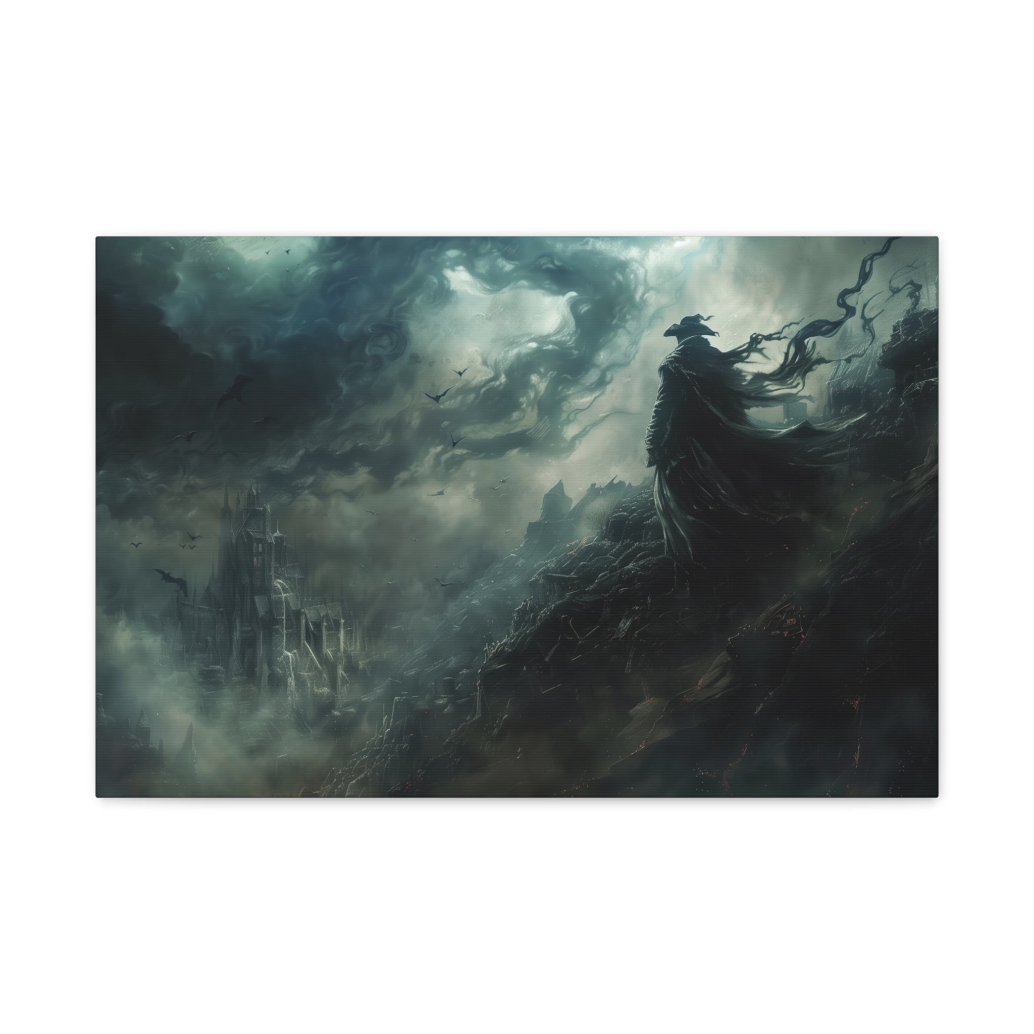 Bloodborne The Hunter Scenery Canvas Wall Art, Crow Cloak Bird Sword - Home Decor, Game Wall Print