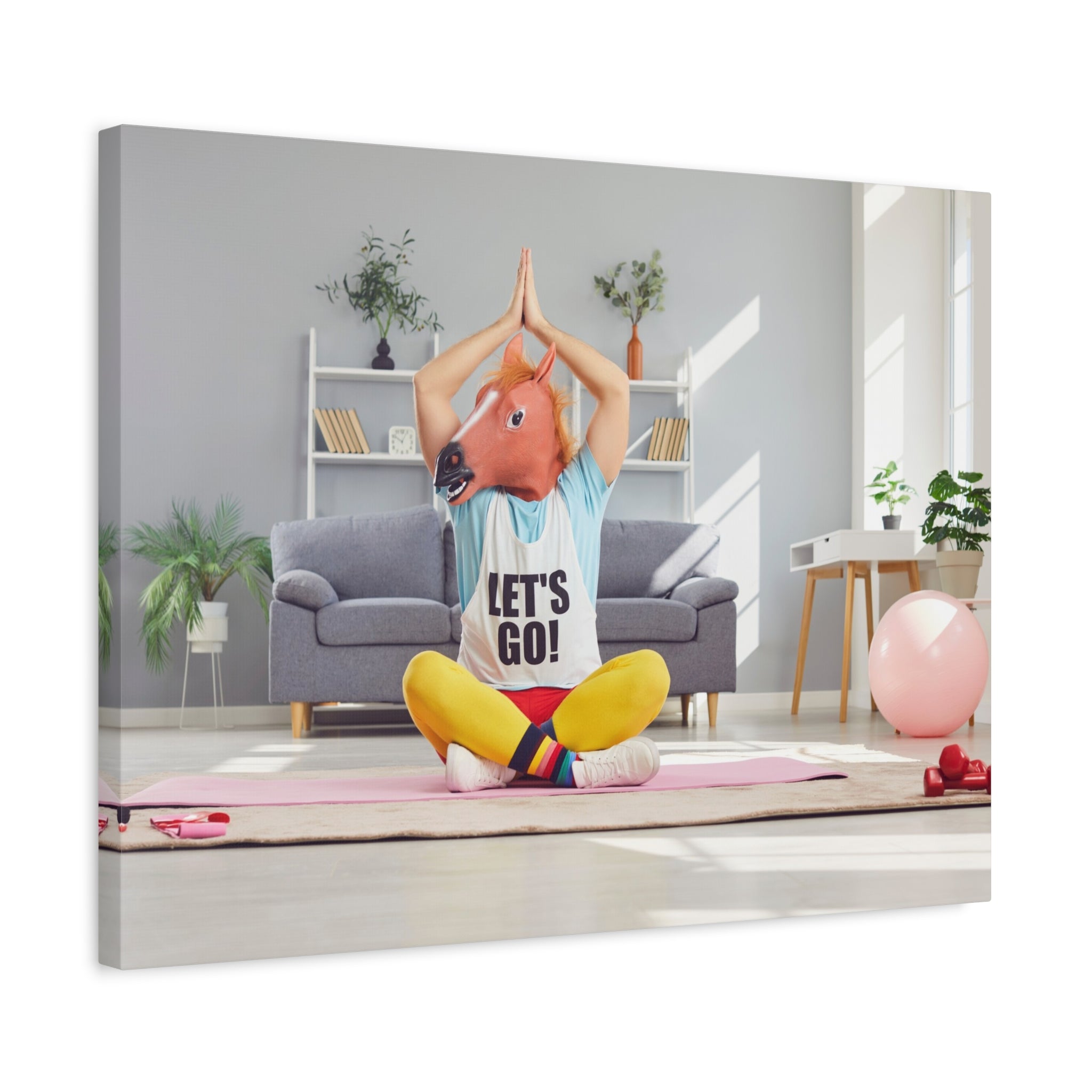 yoga-canvas-funny-horse-mask-matte-wall-art-stretched-decoration-home-decor-gift-poster-print-artwork