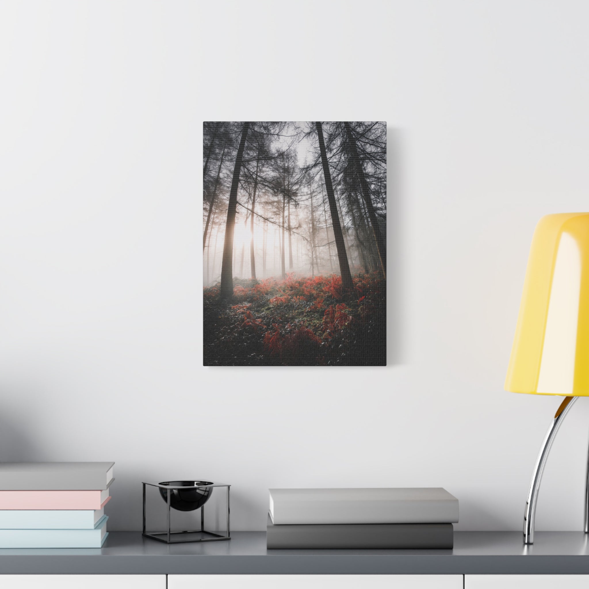 canvas-print-misty-woods-art-living-room-wall-decor-sunlight-forest-landscape-aesthetic-nature-art-stretched-artwork-matte-ca