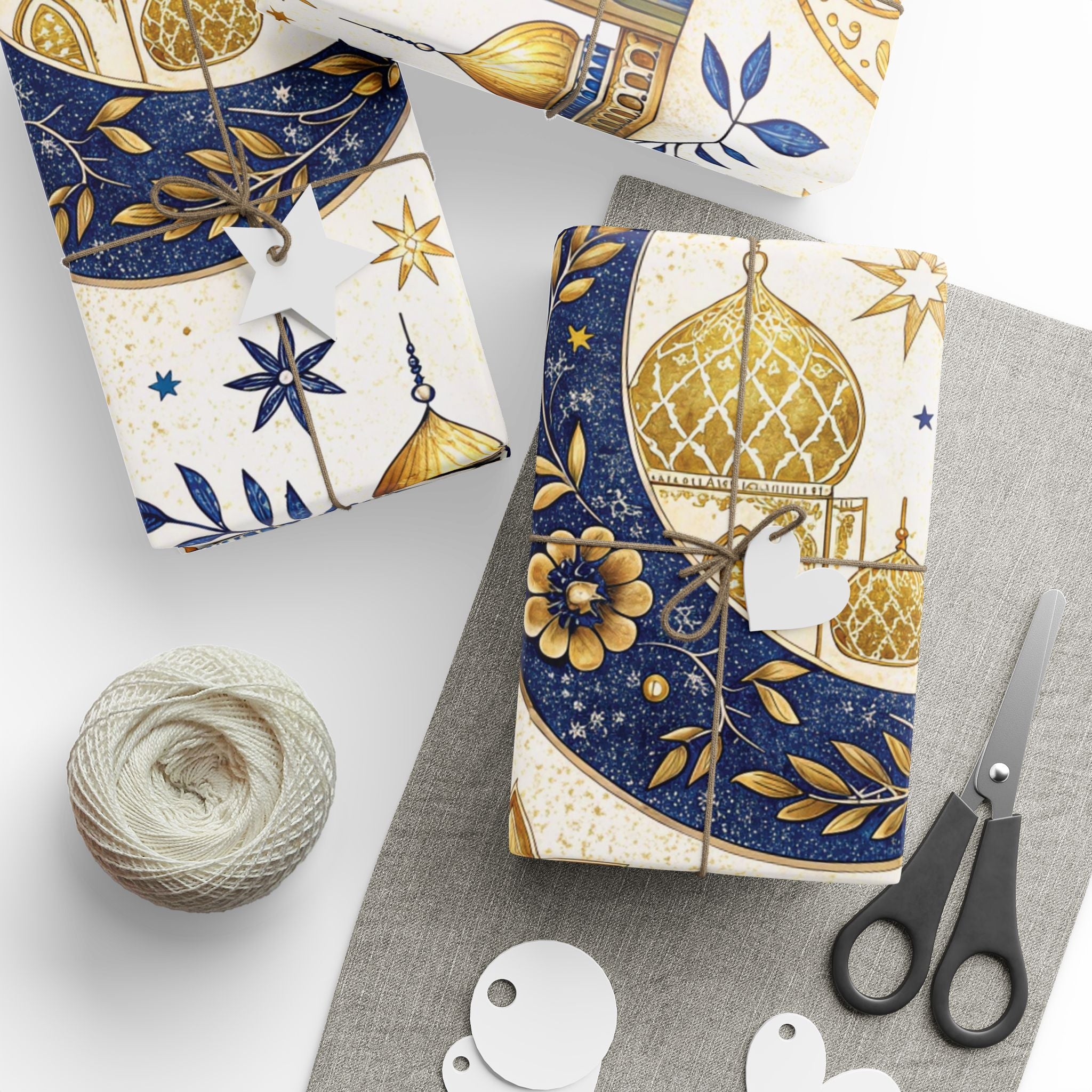 ramadan-night-wrapping-papers-islamic-crescent-moon-gift-wrap-mosque-silhouette-eid-holiday-supplies-festive-present-packagin