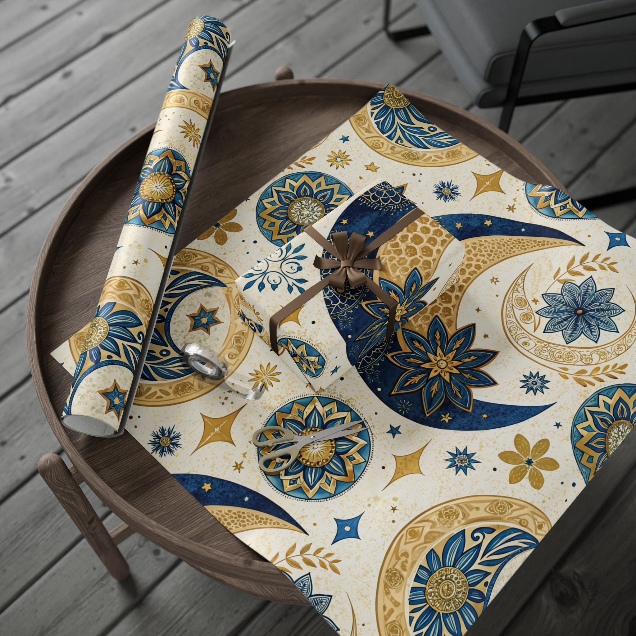 ramadan-night-wrapping-papers-islamic-crescent-moon-gift-wrap-mosque-silhouette-eid-holiday-supplies-festive-present-packagin