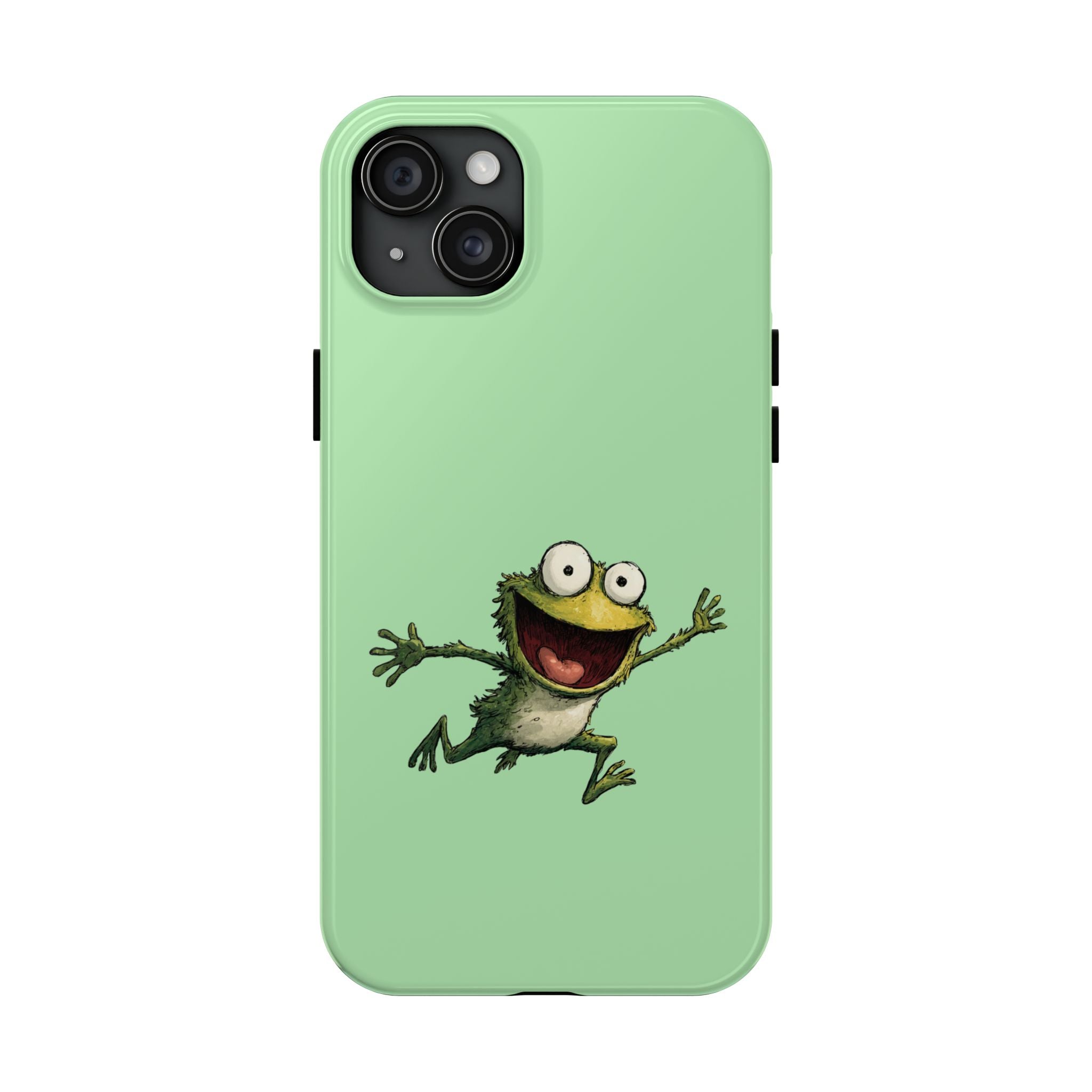 Quirky Funny Frog iPhone Tough Case - Kawaii Animal Phone Cover - Frog Protective Phone Cover - Green iPhone Case