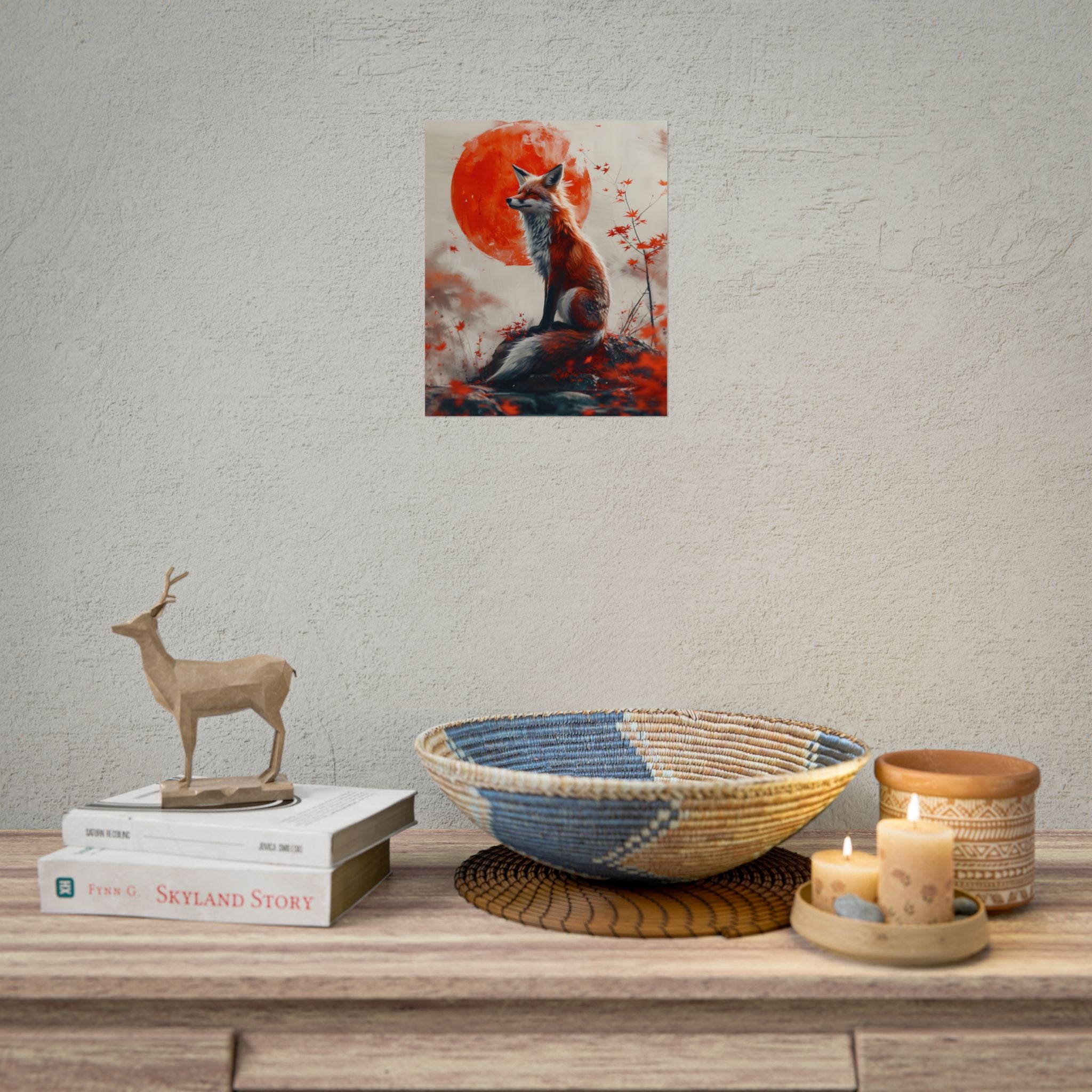 red-fox-poster-print-fantasy-decor-wildlife-wall-art-red-sun-home-decor-animal-lover-gift-nature-print-fantasy-art-decor