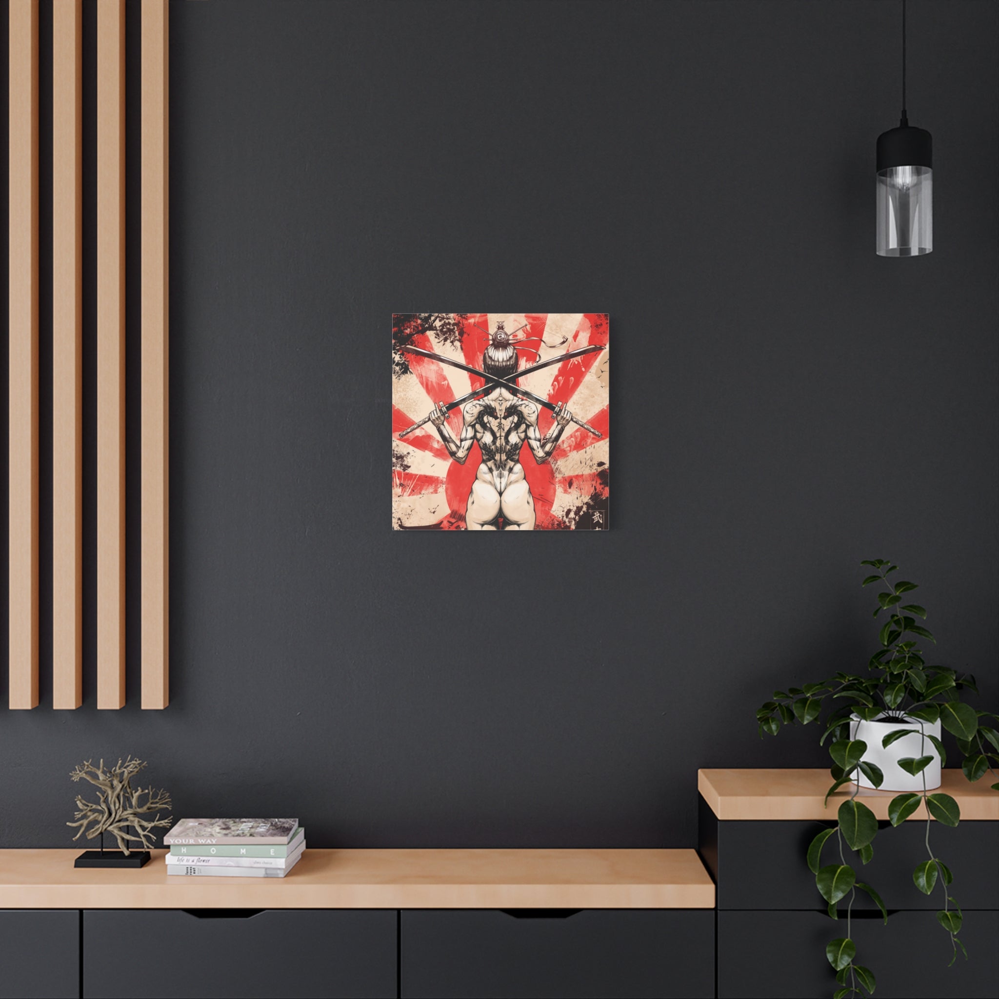 canvas-print-samurai-katana-dragon-tattoo-naked-woman-wall-decor-stretched-matte-japanese-art-asian-home-decoration-fantasy